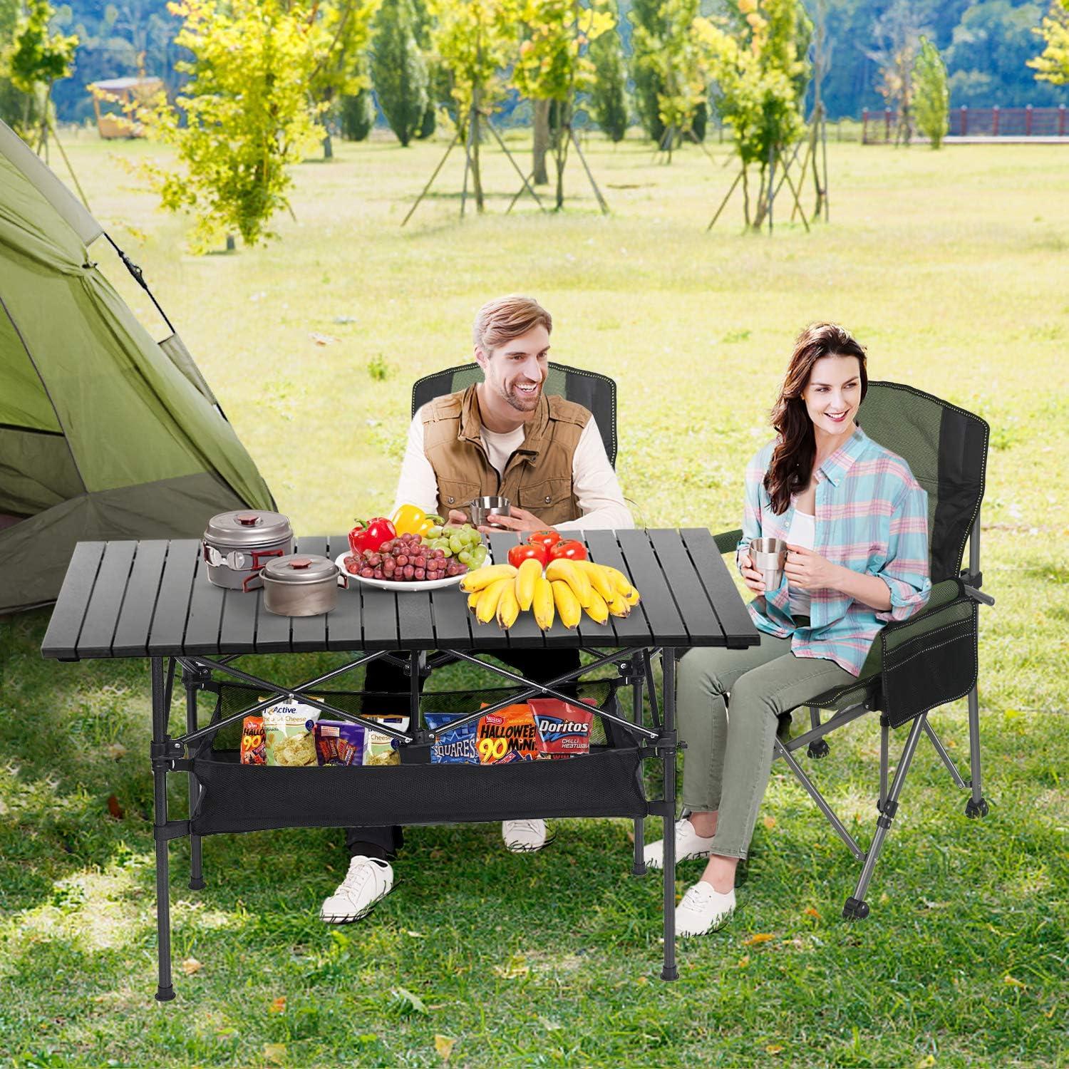 Mesa de Camping Plegable LEADALLWAY Ajustable 67x55 cm