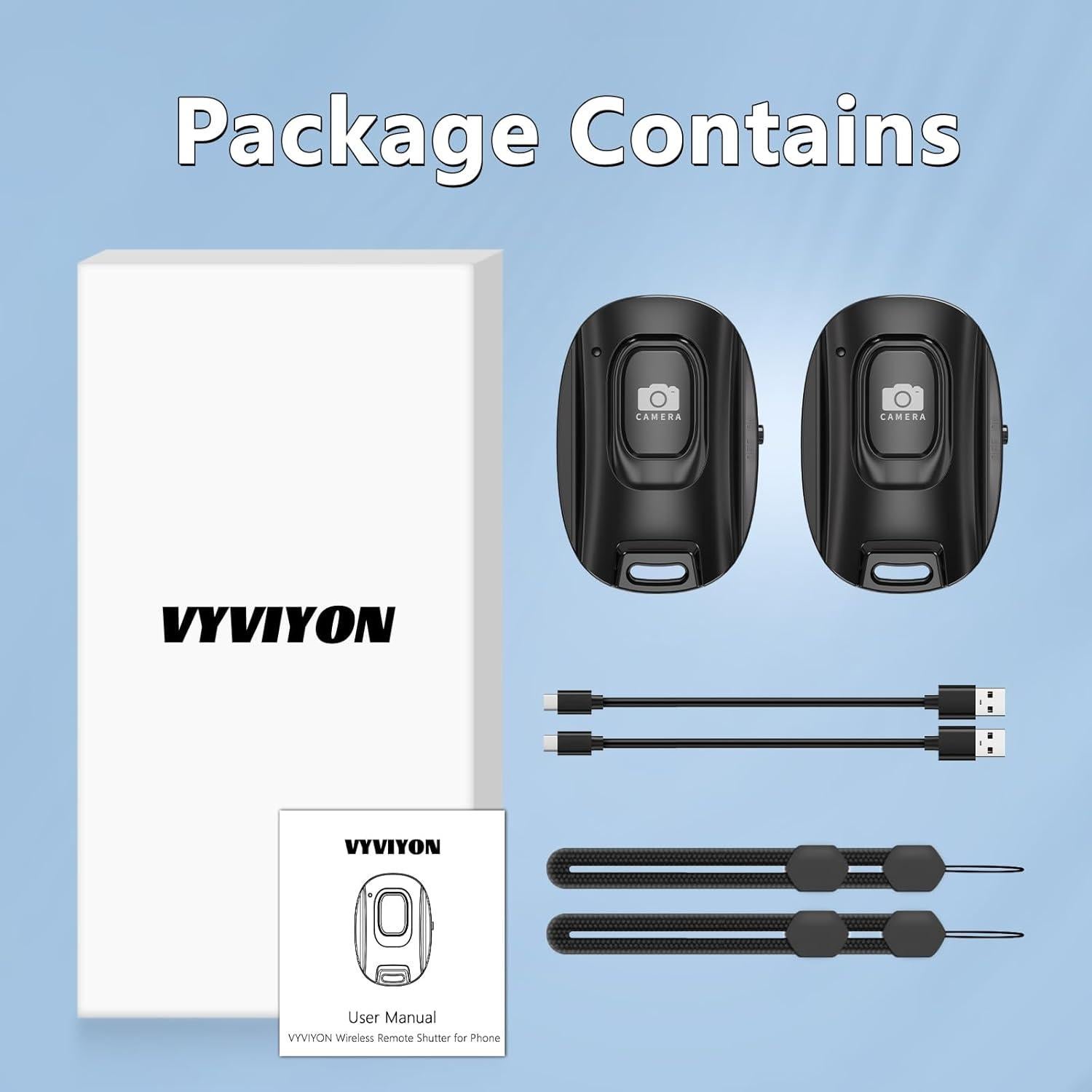 Disparador Remoto de Cámara Bluetooth VYVIYON Recargable 2 Pcs