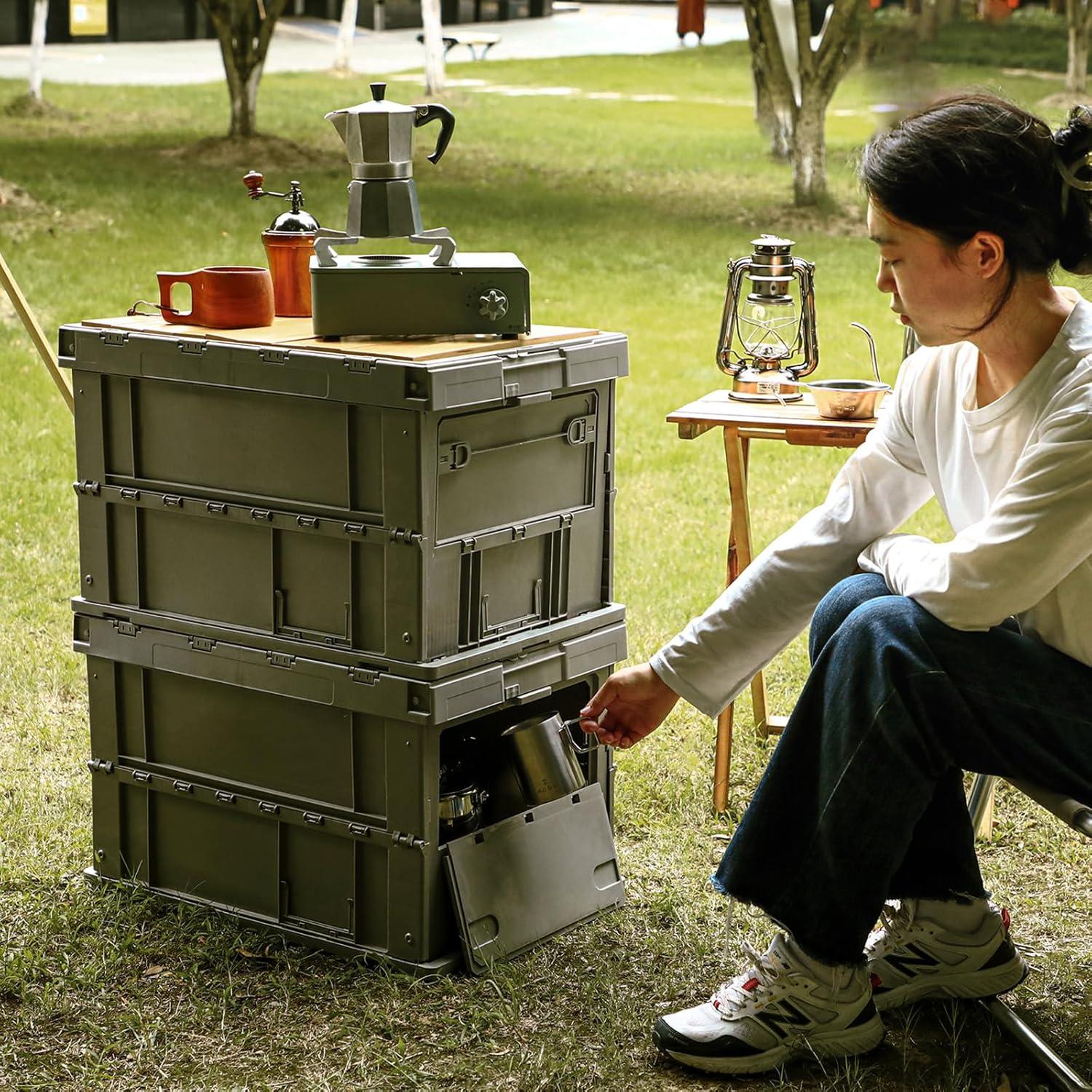 Caja de Almacenamiento Plegable SHIMOYAMA 75L Verde Celadón