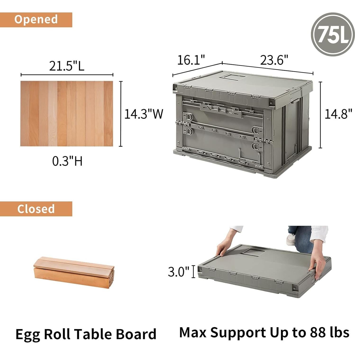 Caja de Almacenamiento Plegable SHIMOYAMA 75L Verde Celadón
