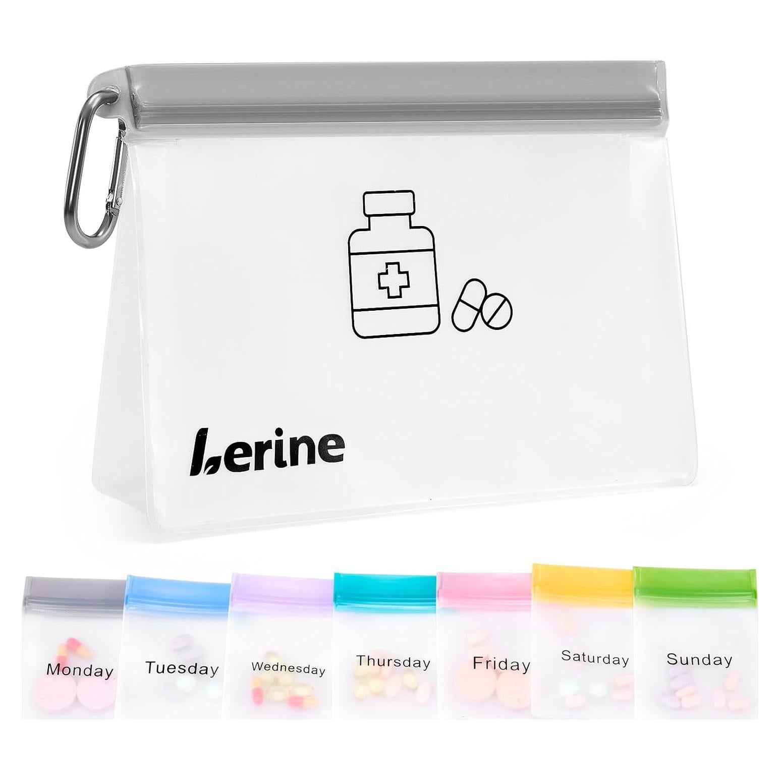 Organizador de Pastillas Lerine 7 Bolsas Reutilizables Multicolor