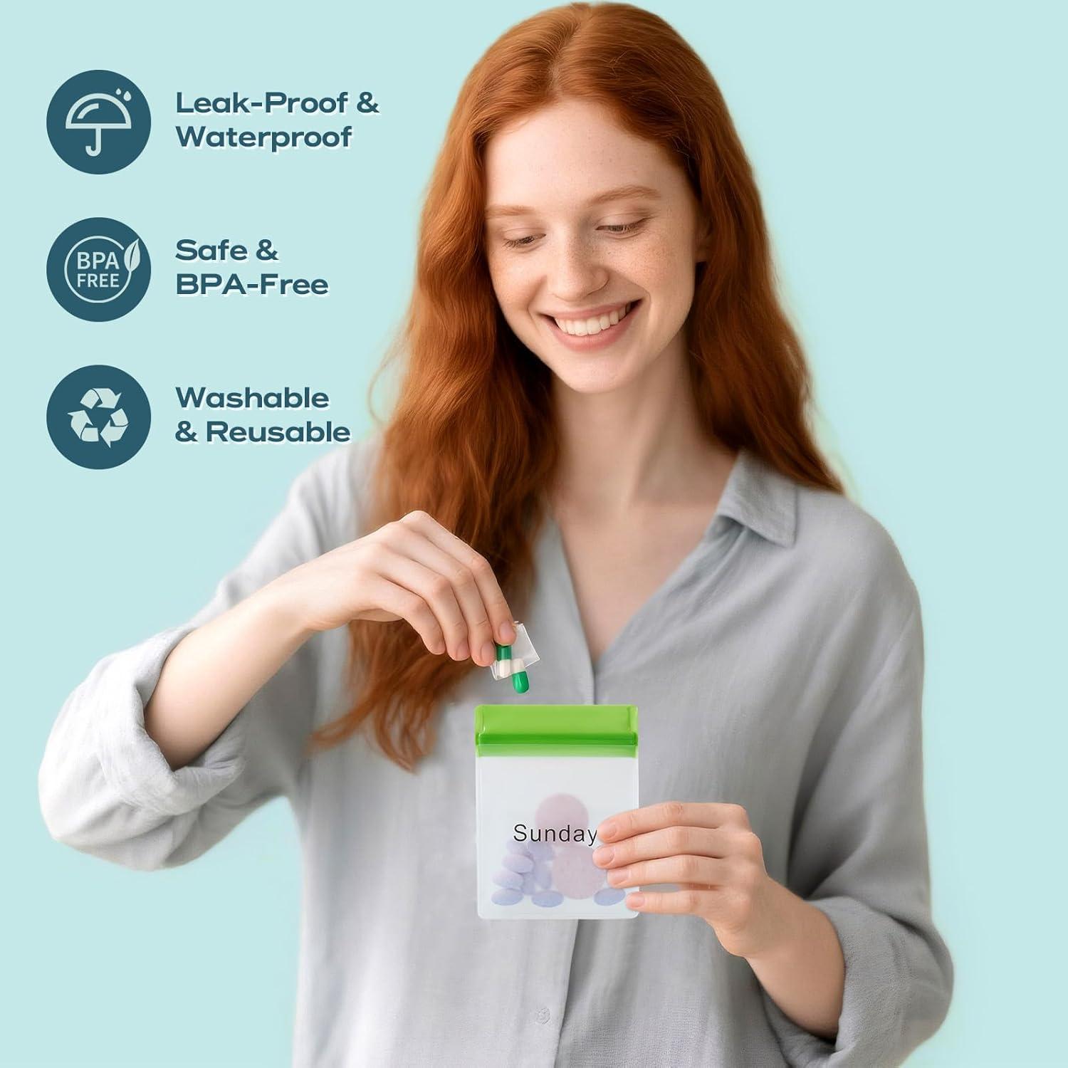 Organizador de Pastillas Lerine 7 Bolsas Reutilizables Multicolor