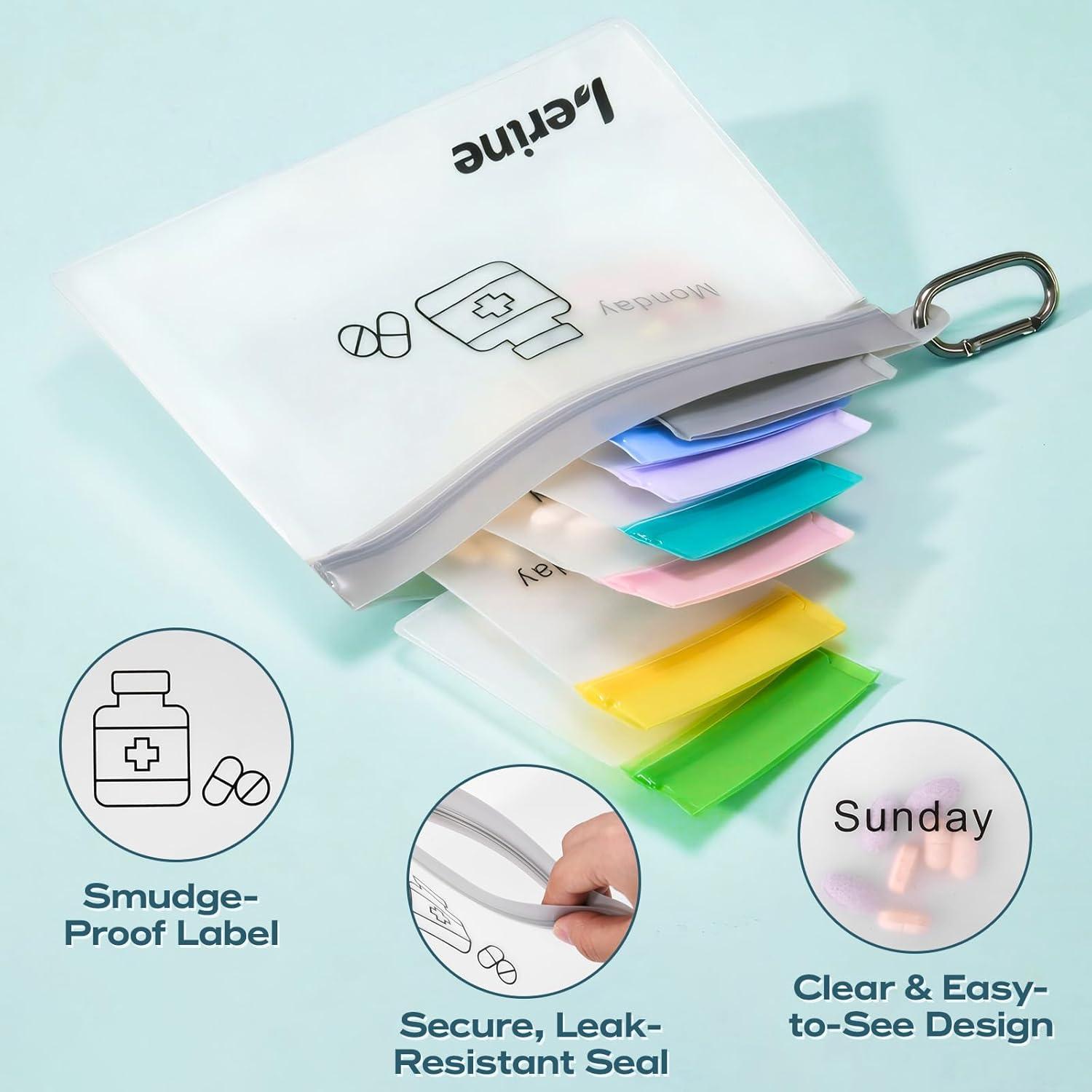 Organizador de Pastillas Lerine 7 Bolsas Reutilizables Multicolor