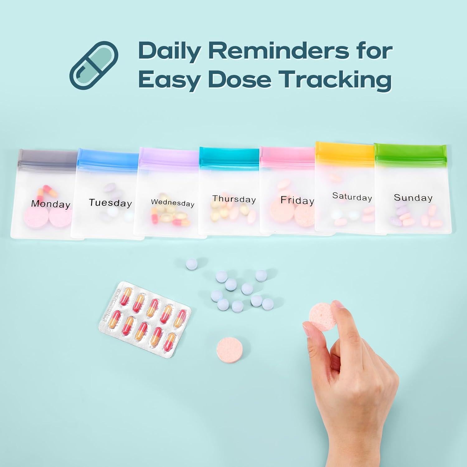 Organizador de Pastillas Lerine 7 Bolsas Reutilizables Multicolor