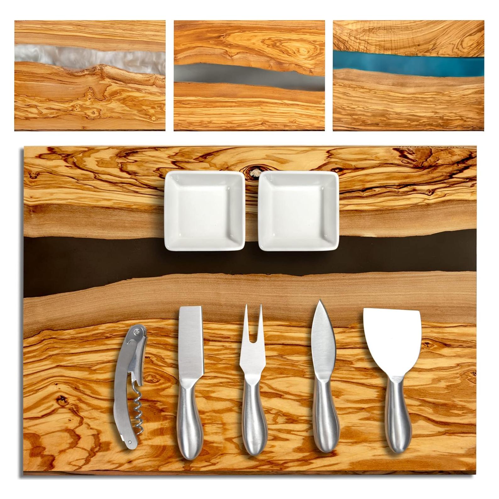 Juego de Tabla de Queso y Charcutería Parkway Home - Madera de Olivo 40x30cm