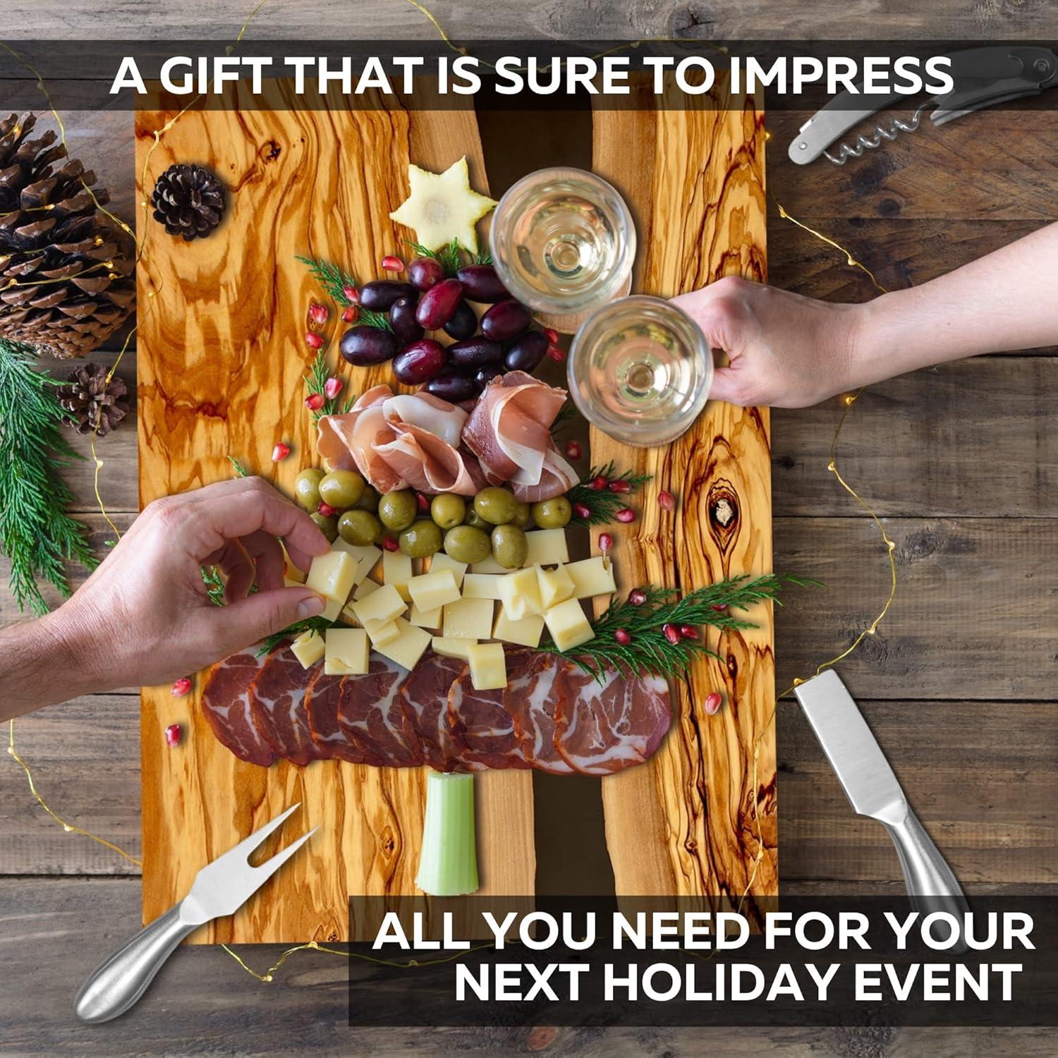 Juego de Tabla de Queso y Charcutería Parkway Home - Madera de Olivo 40x30cm