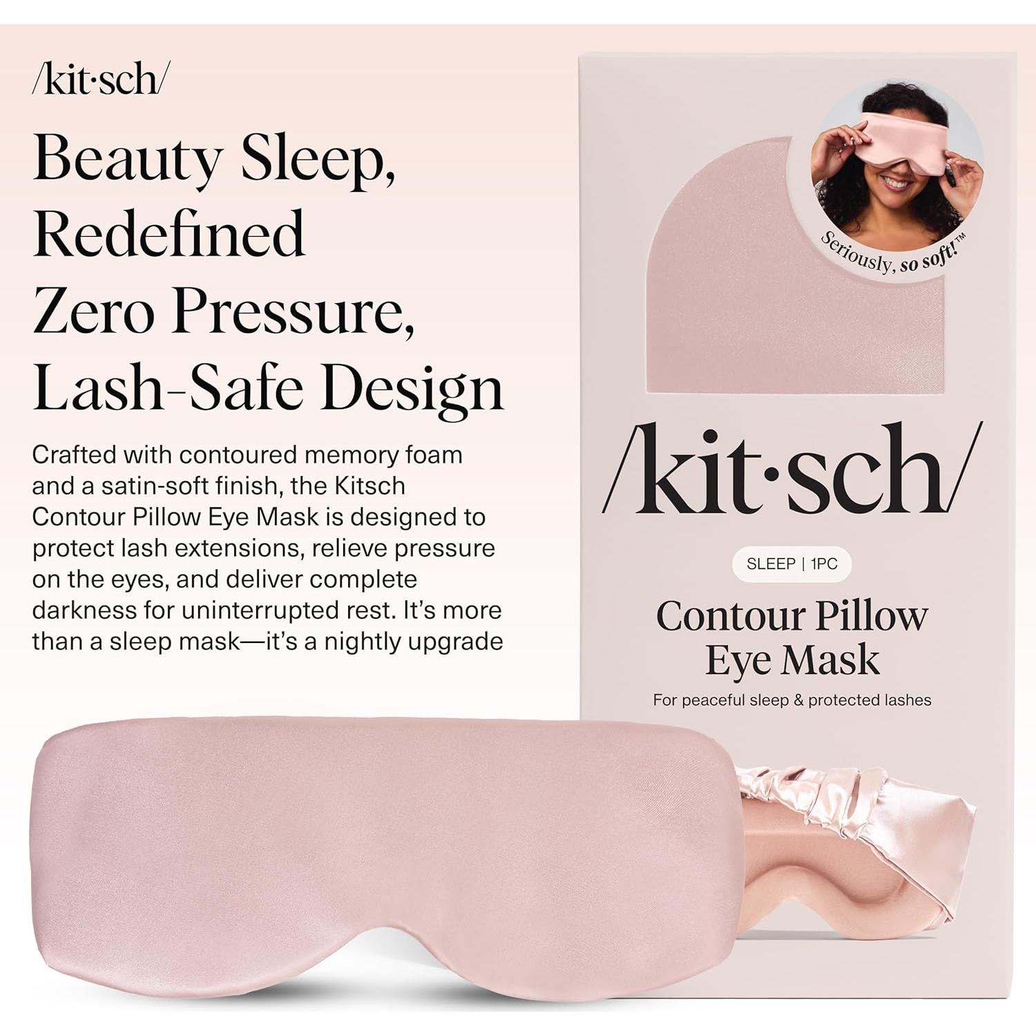 Kitsch Contour Pillow Eye Mask – Softer Than Silk Eye Mask for Sleeping, Blindfold Sleep Masks for Women & Men, No Eye Pressure, Lightweight, Eye Care, Travel Essentials - Blush