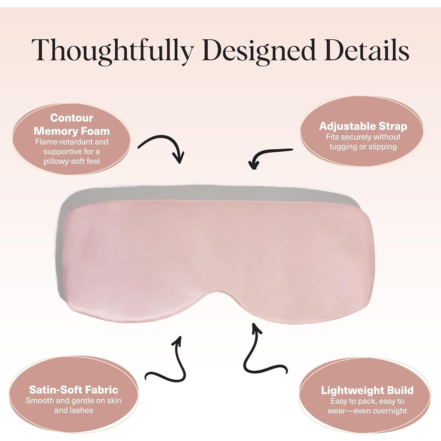 Kitsch Contour Pillow Eye Mask – Softer Than Silk Eye Mask for Sleeping, Blindfold Sleep Masks for Women & Men, No Eye Pressure, Lightweight, Eye Care, Travel Essentials - Blush