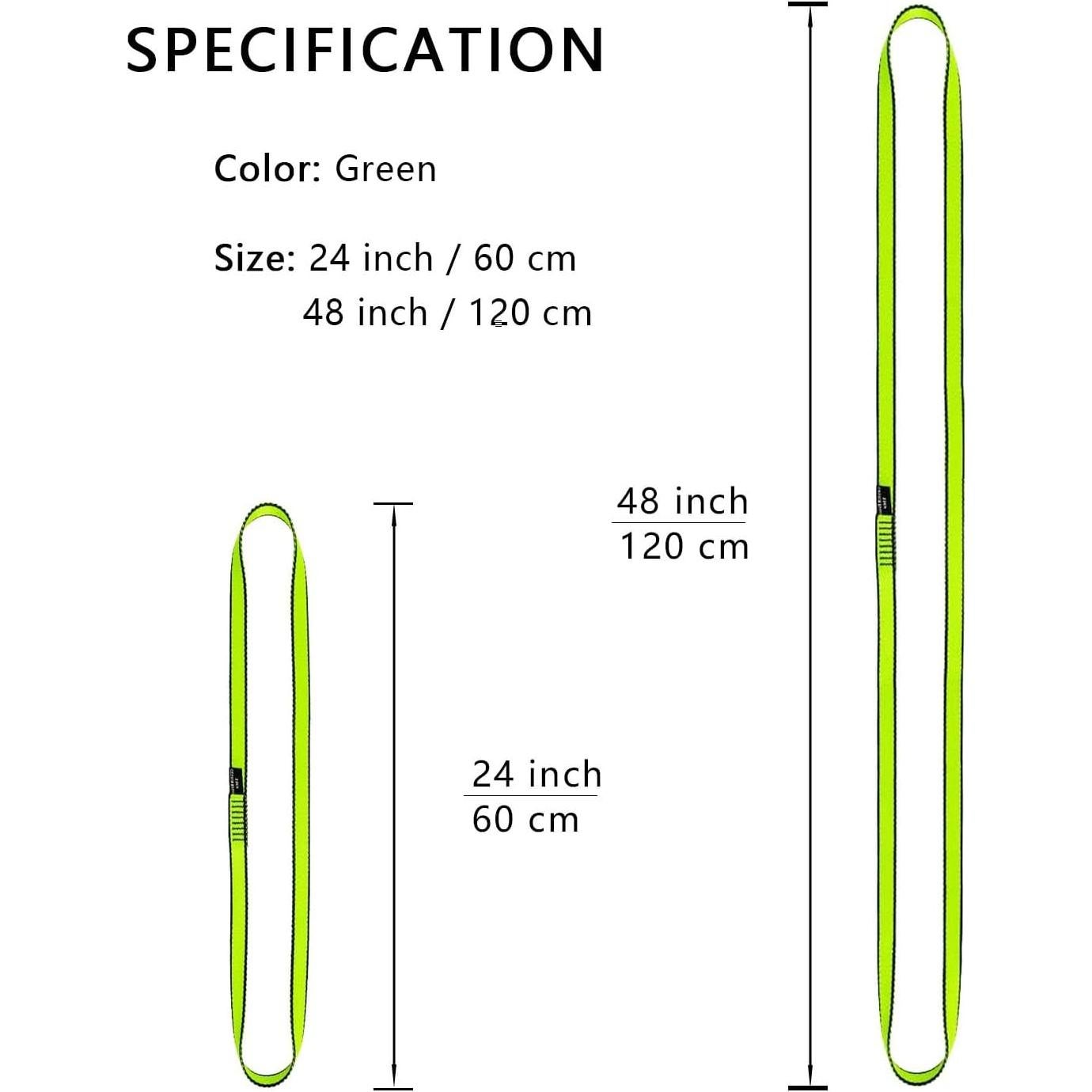 Cinta de Escalada AINIKEY 18mm 23KN Nylon Verde 60cm