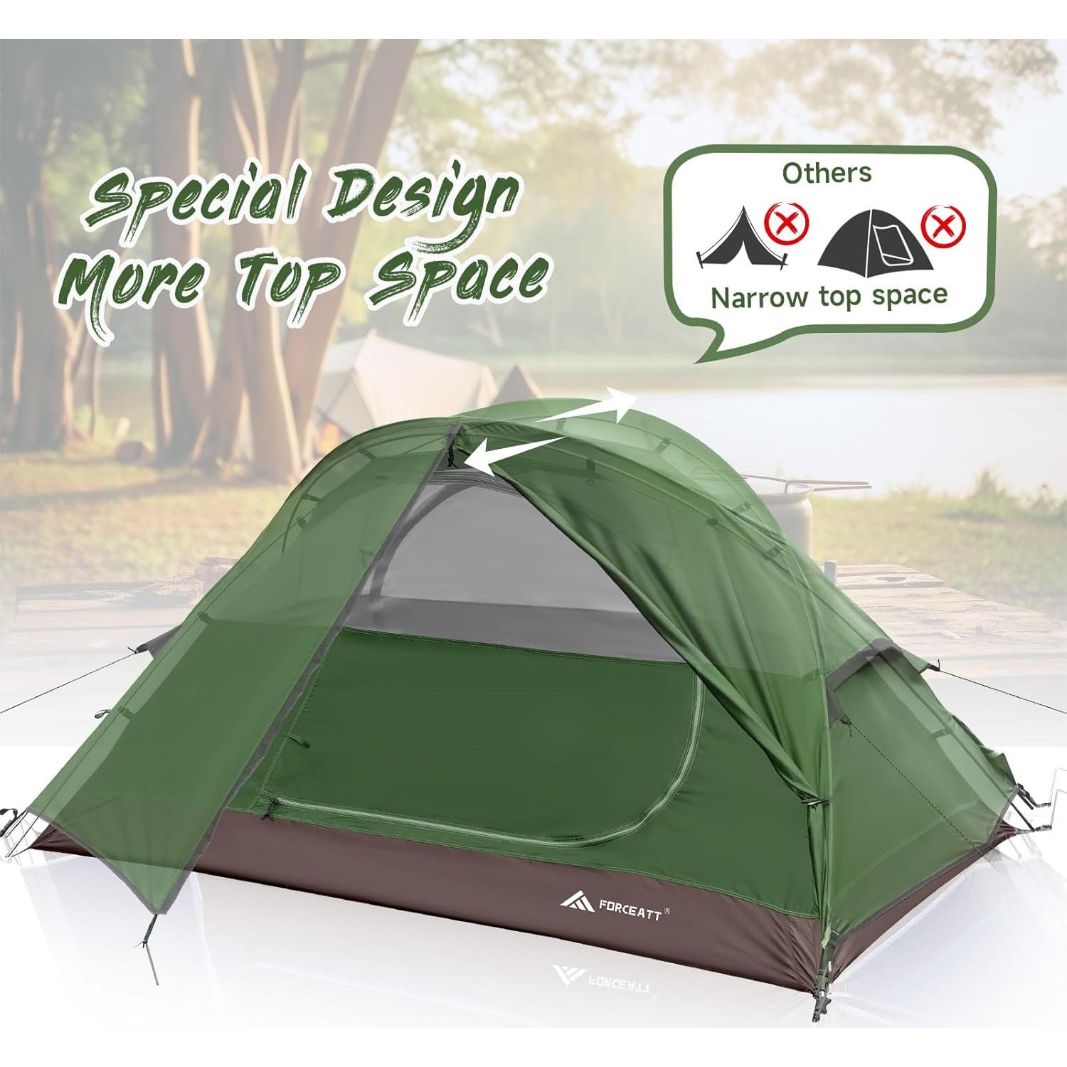 Carpa de Camping Forceatt 2 Personas Impermeable Ultraligera