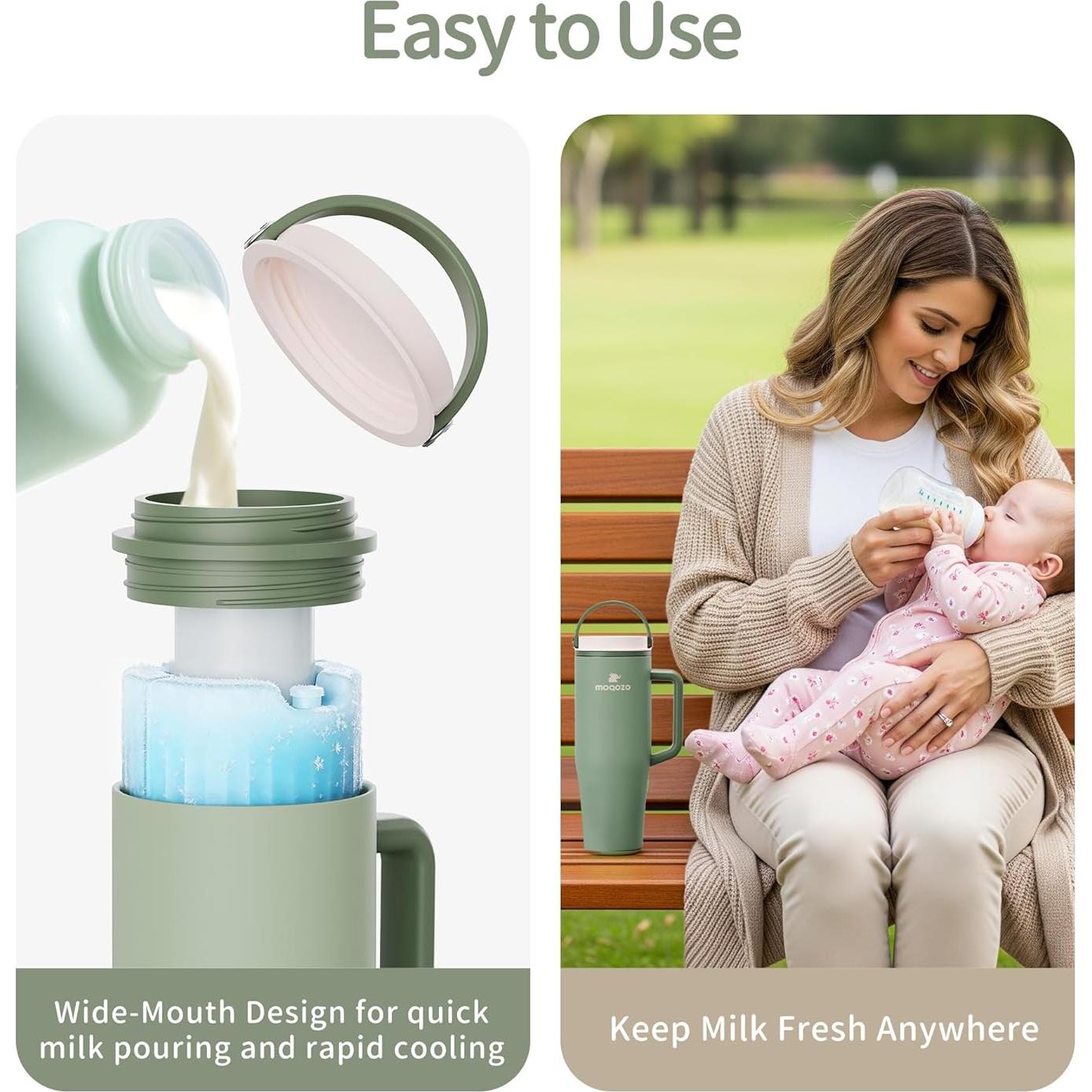 Enfriador de Leche Materna Portátil MOQOZO 26oz Verde