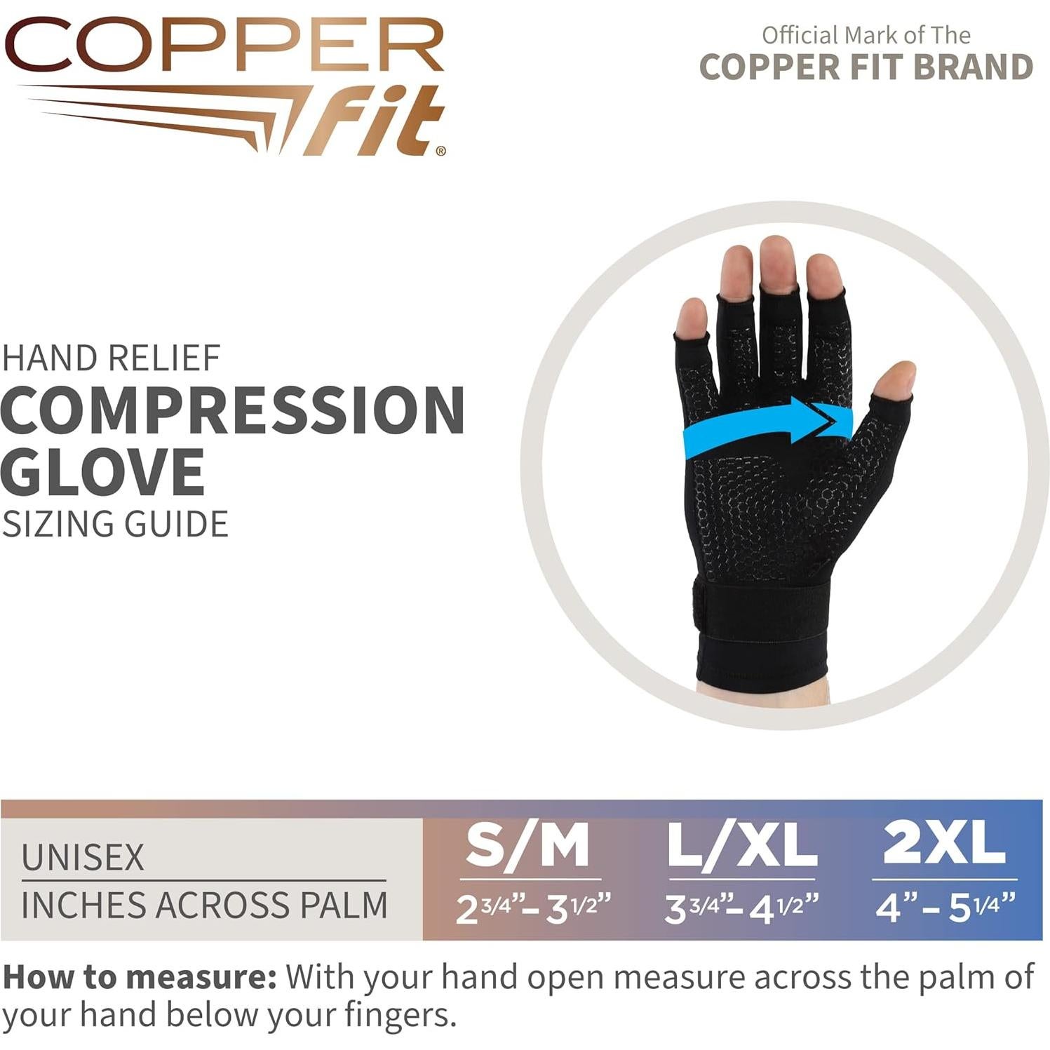 Guantes de Compresión Copper Fit Unisex con Tecnología Sure Grip