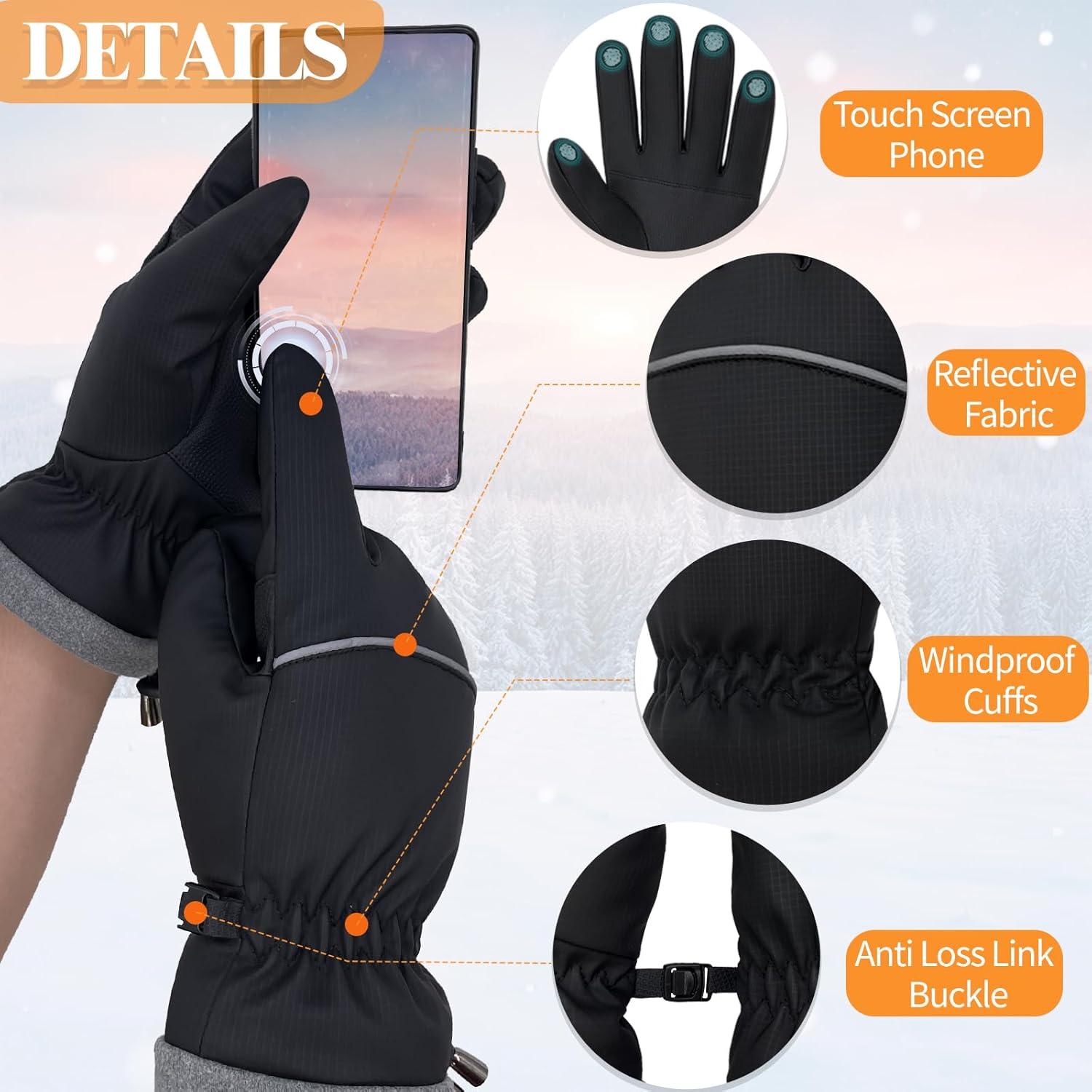 Guantes de Invierno Woogwin Térmicos Impermeables para Hombres y Mujeres