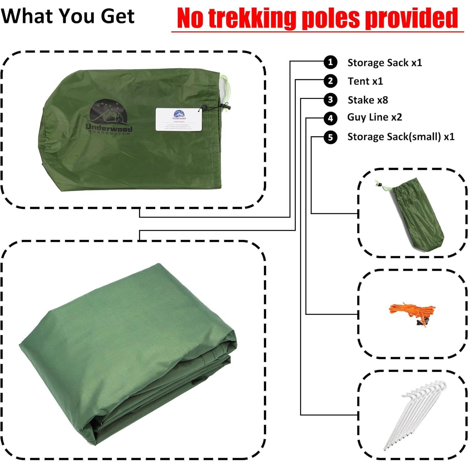 Carpa Ultraligera para 2 Personas Underwood Aggregator Verde