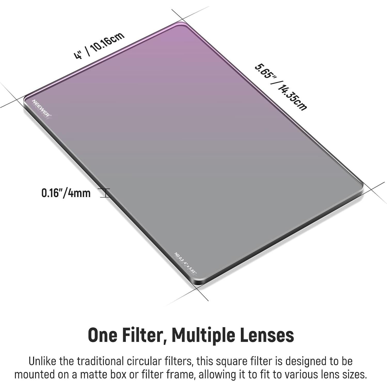 Filtro ND Cuadrado NEEWER ND0.3 10.16x14.29cm Doble Cara