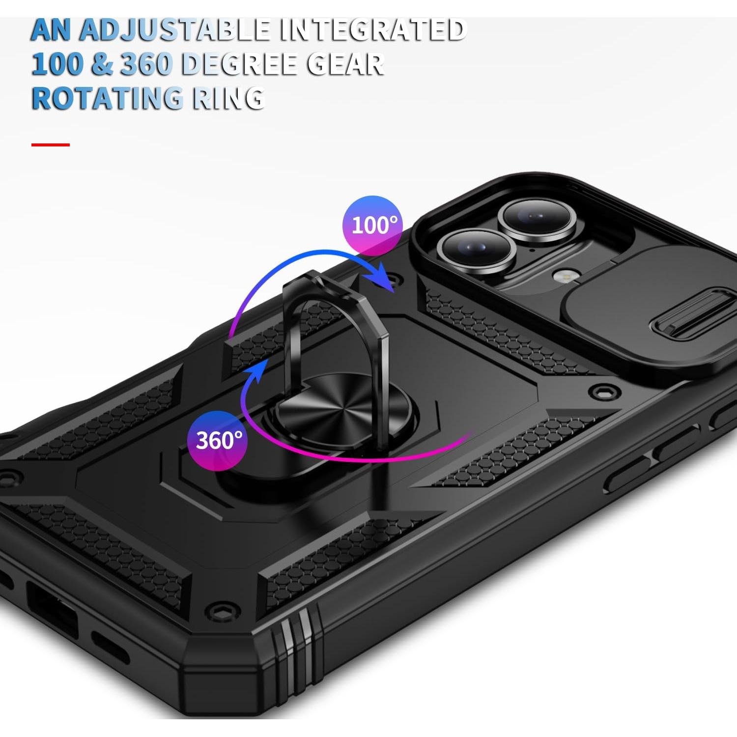 Funda para iPhone 16 Pro Max WMYUHAN con protección militar - Negro