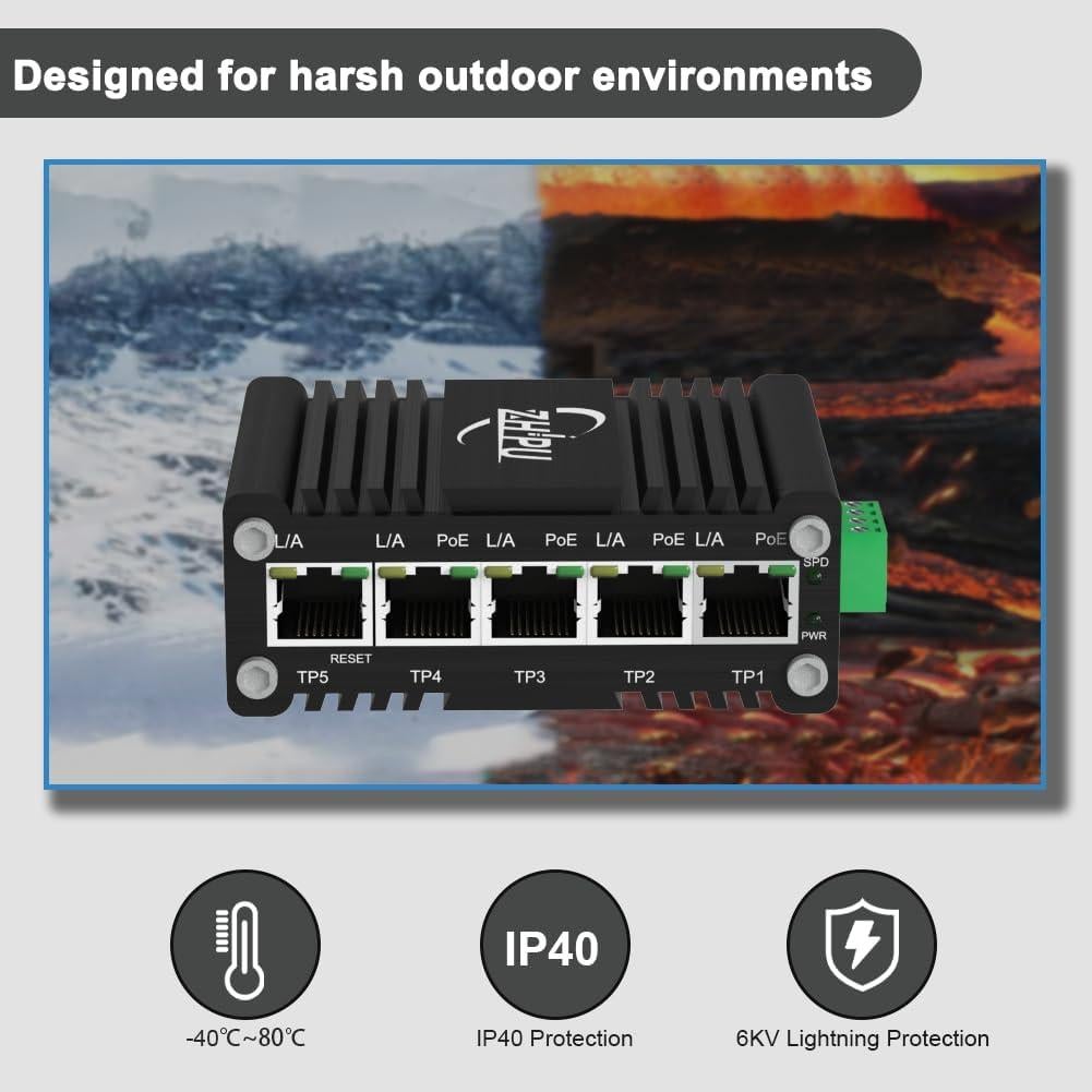 Conmutador PoE Gestionado Meixingtong 4Puertos 120W Industrial