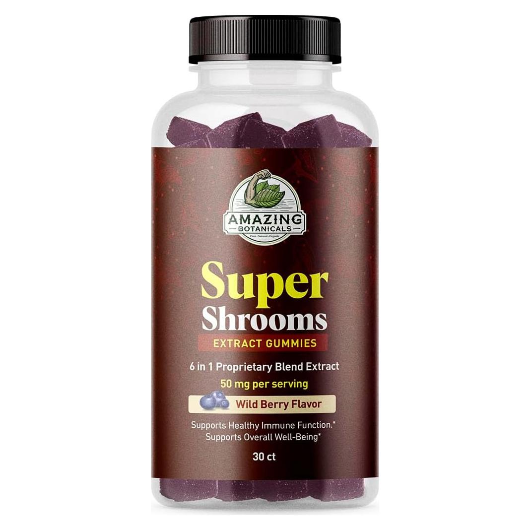 Suplemento de Hongos Orgánicos 6 en 1 Amazing Botanicals - 30 Gummy