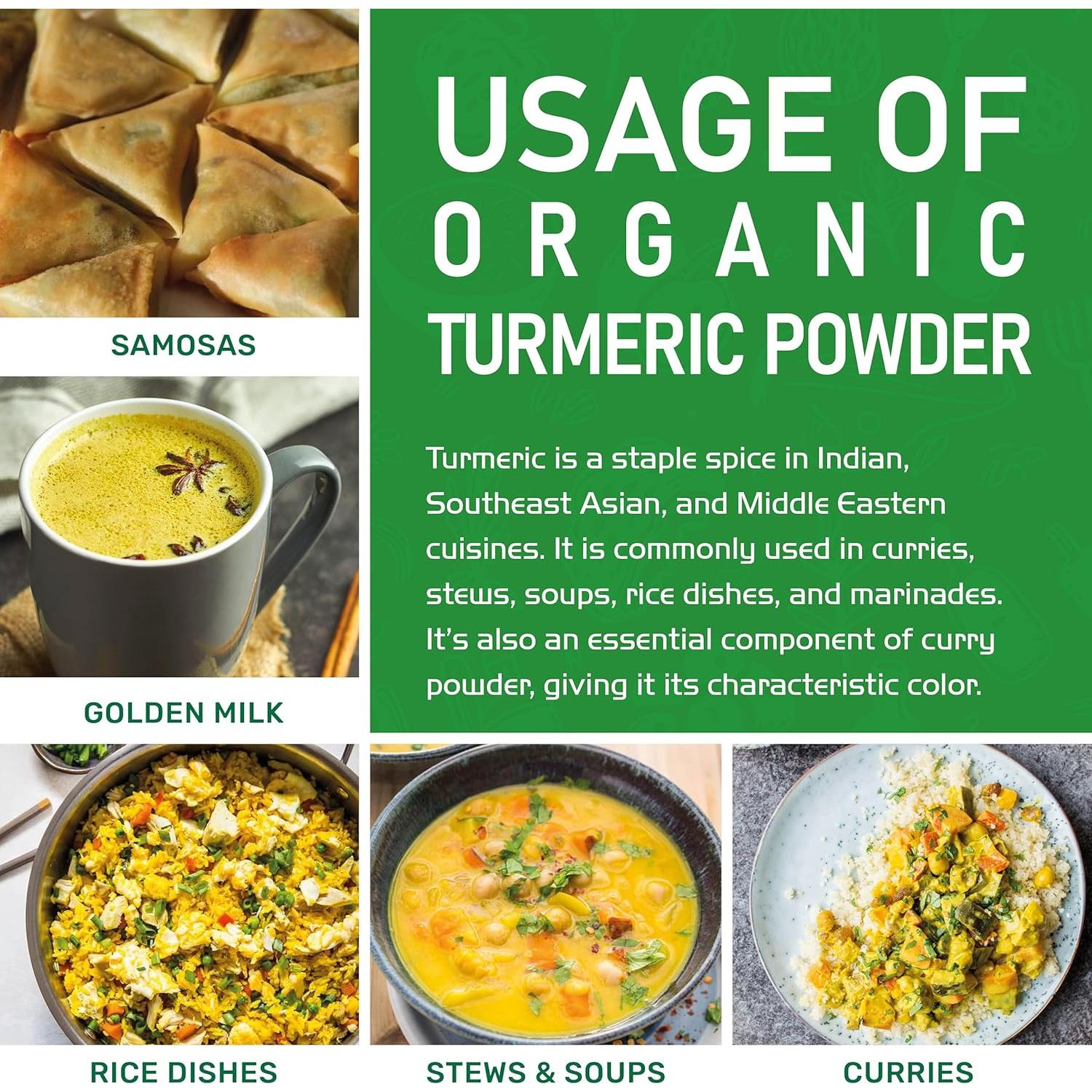 Polvo de Cúrcuma Orgánica Jiva Organics 450g - Alto Contenido de Curcumina