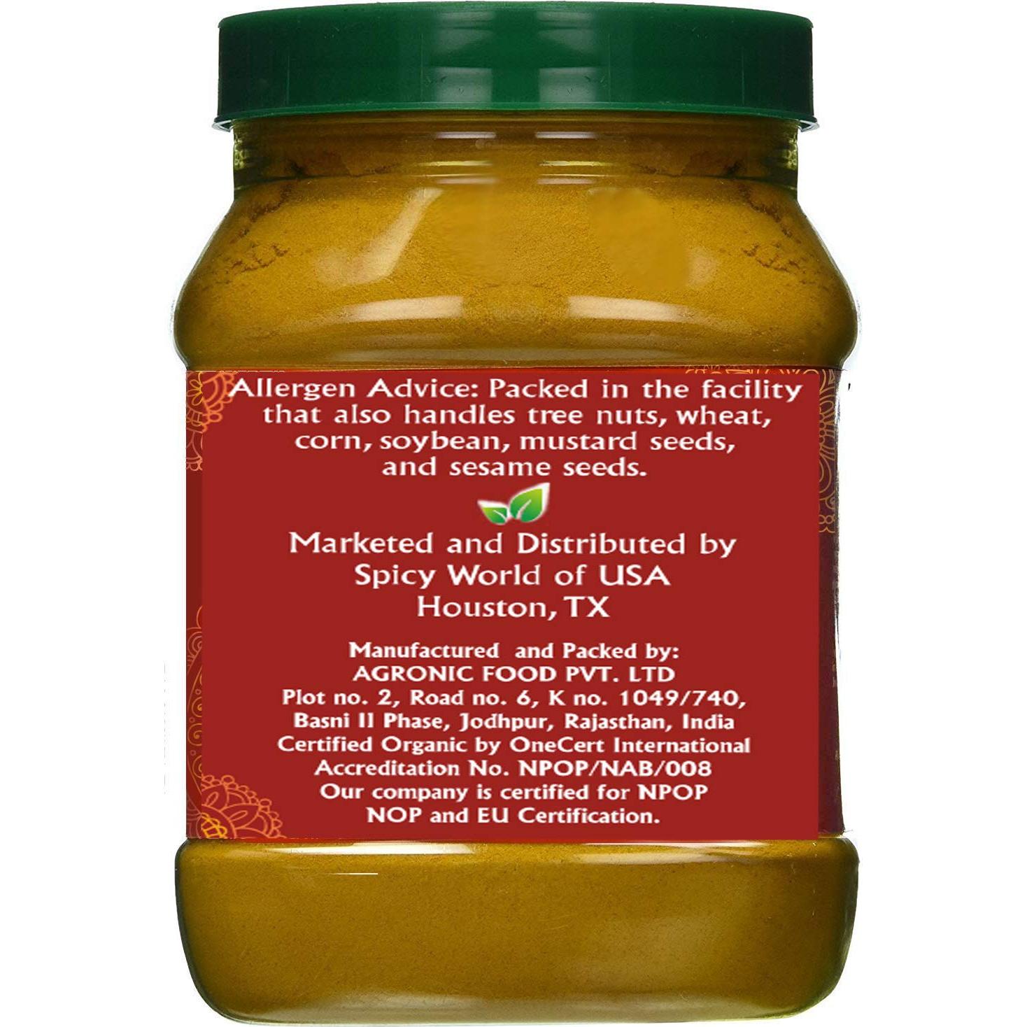 Polvo de Cúrcuma Orgánica Jiva Organics 450g - Alto Contenido de Curcumina