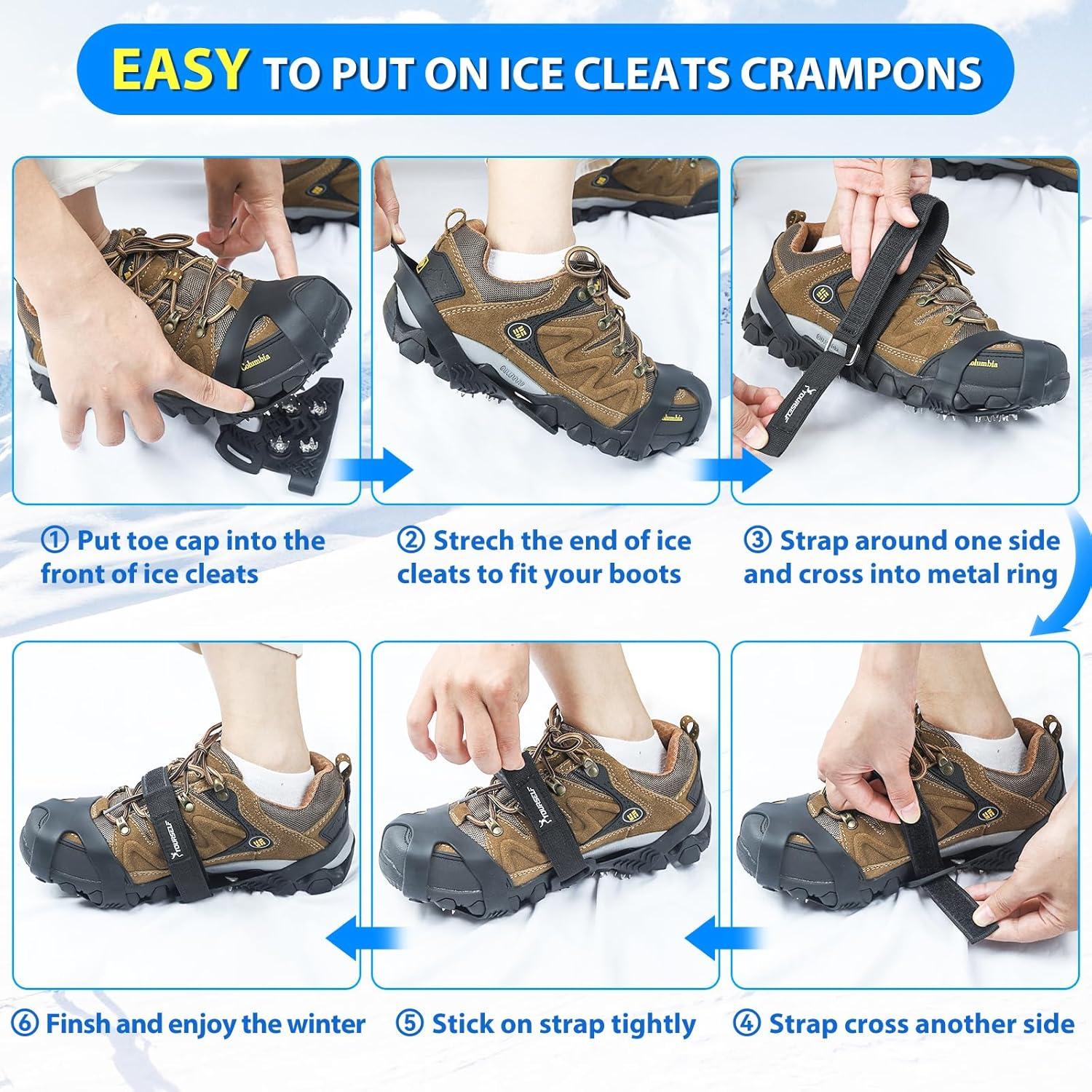 Crampones SYOURSELF Clavos de Hielo para Zapatos Unisex