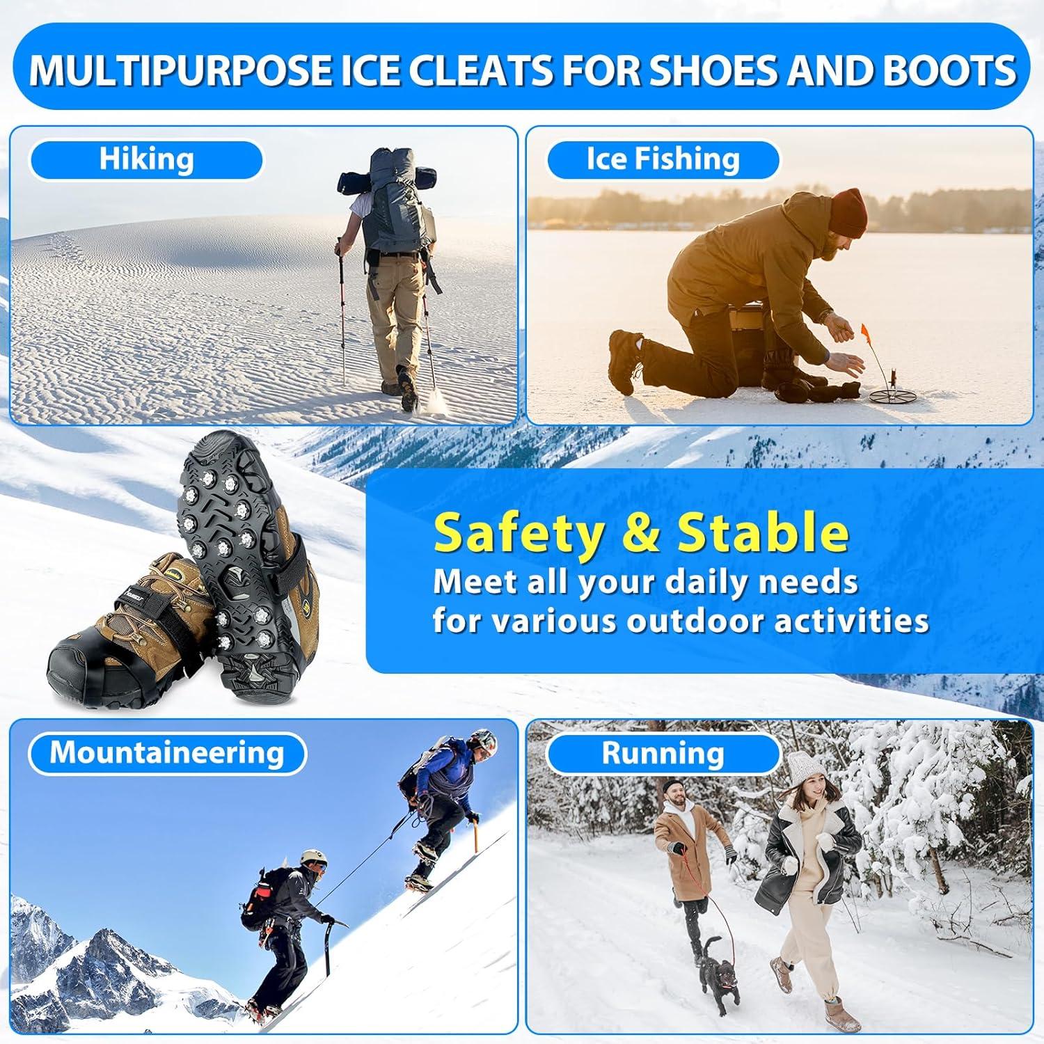 Crampones SYOURSELF Clavos de Hielo para Zapatos Unisex
