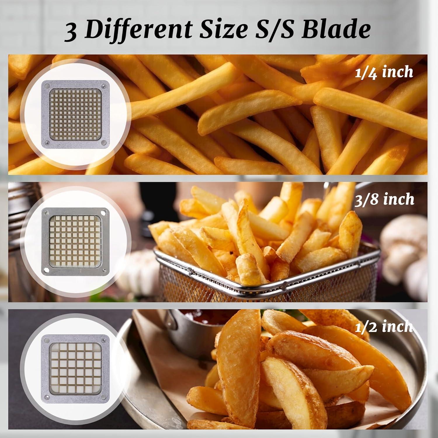 Cortador de Papas Fritas HAKKA HR-A656 Acero Inoxidable 3 Cuchillas