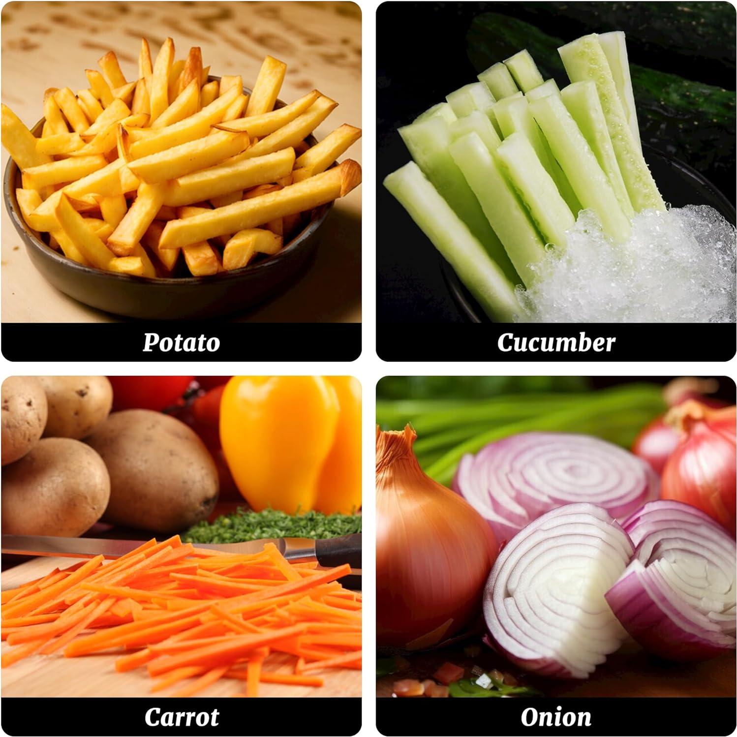 Cortador de Papas Fritas HAKKA HR-A656 Acero Inoxidable 3 Cuchillas