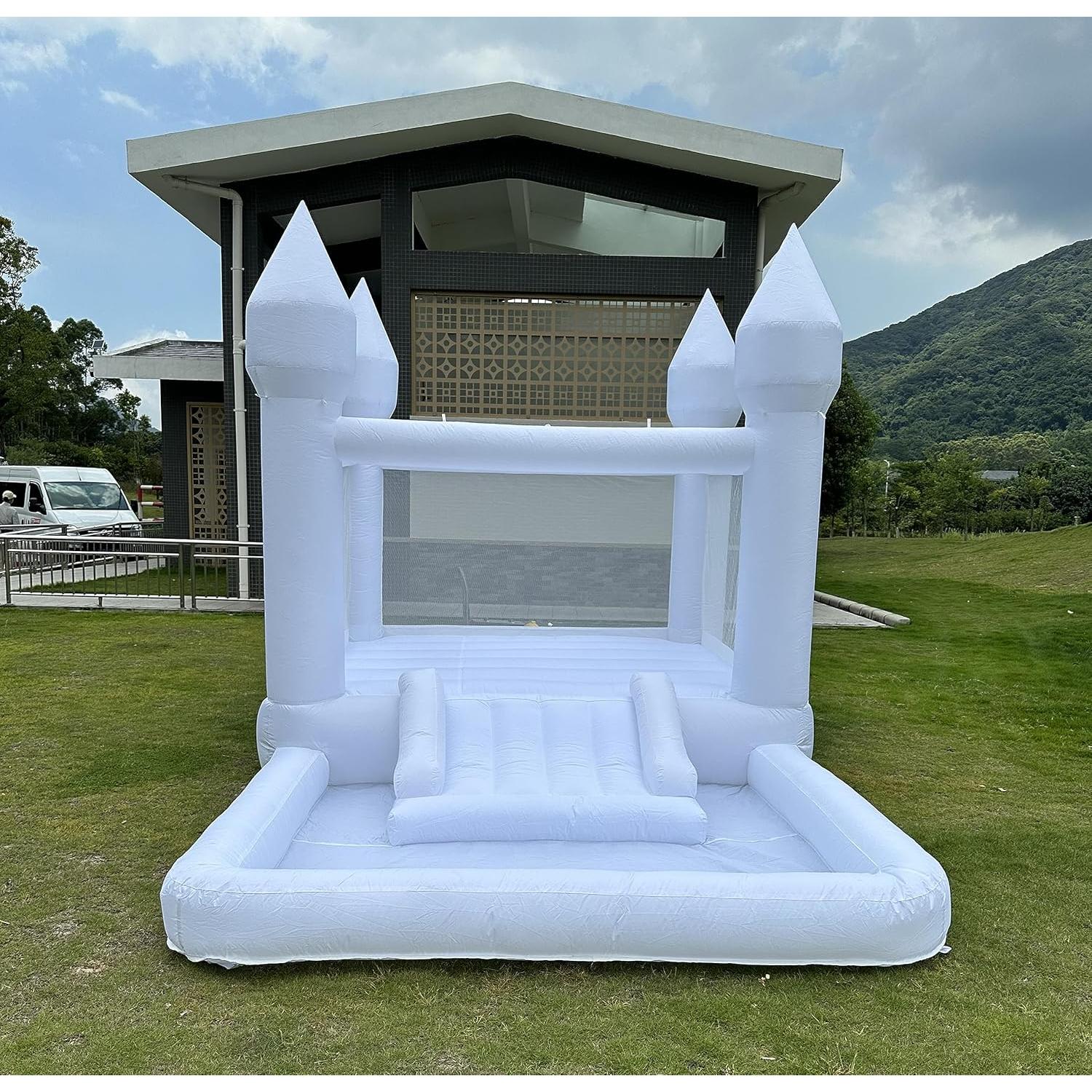 Casa Inflable Portátil Pettool con Tobogán y Piscina de Pelotas 3.96m