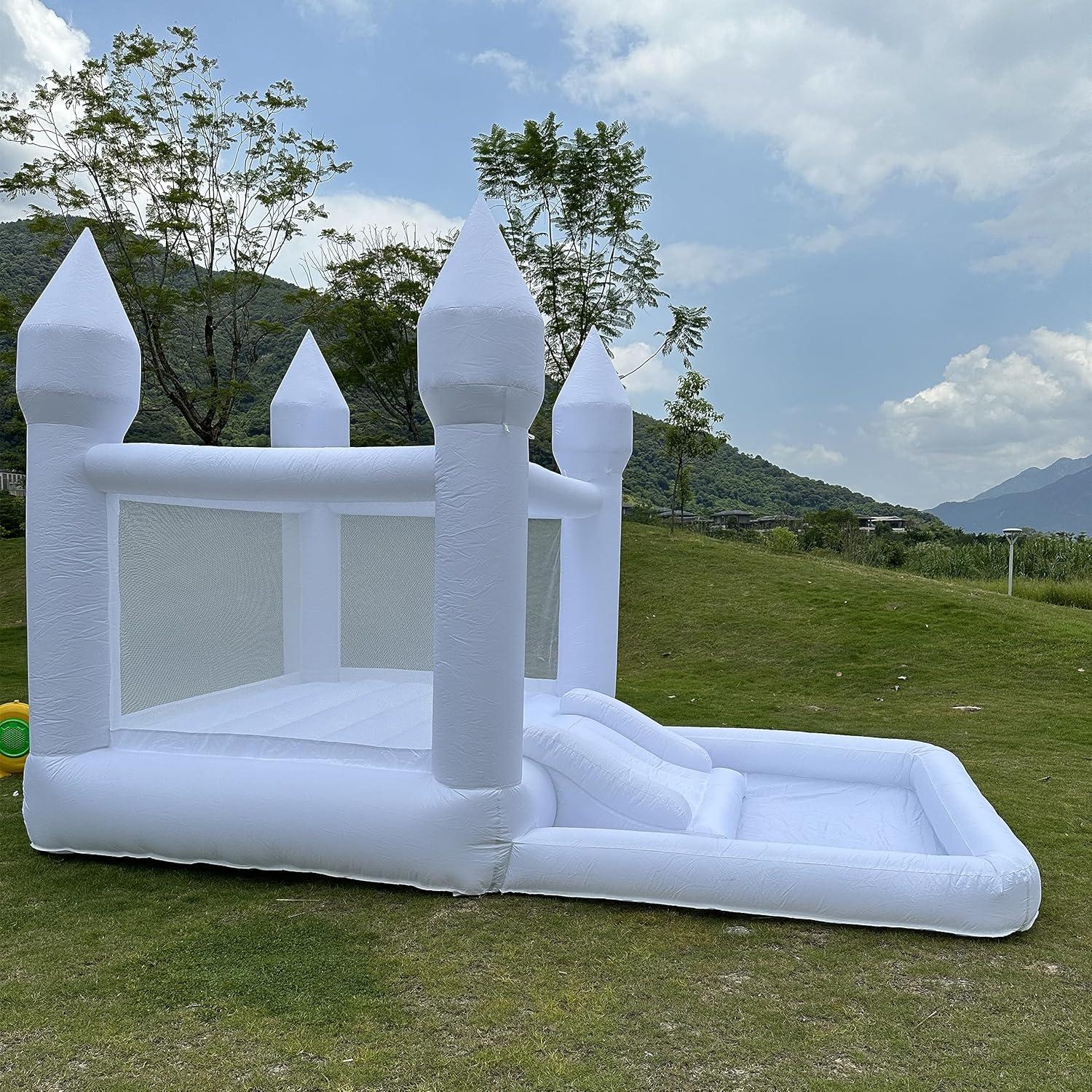 Casa Inflable Portátil Pettool con Tobogán y Piscina de Pelotas 3.96m