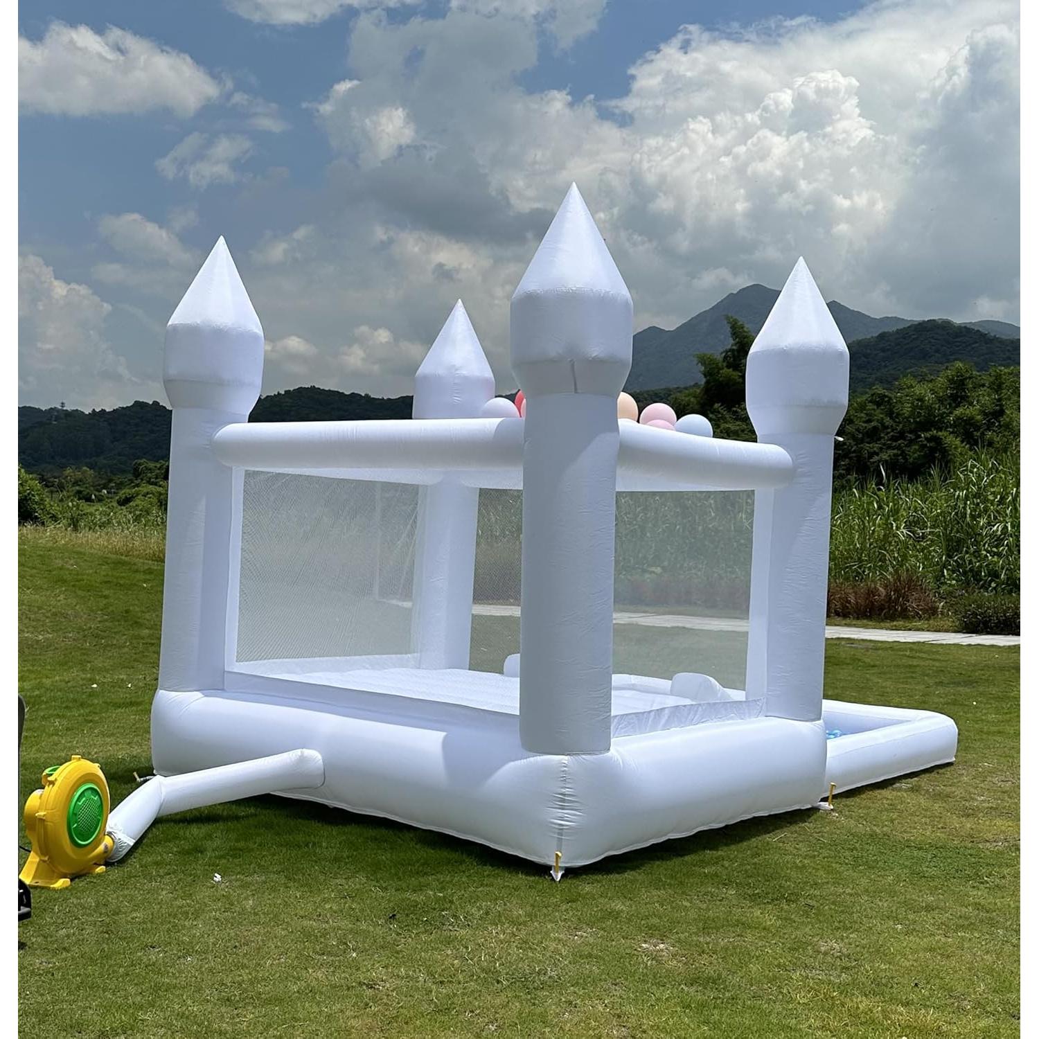 Casa Inflable Portátil Pettool con Tobogán y Piscina de Pelotas 3.96m