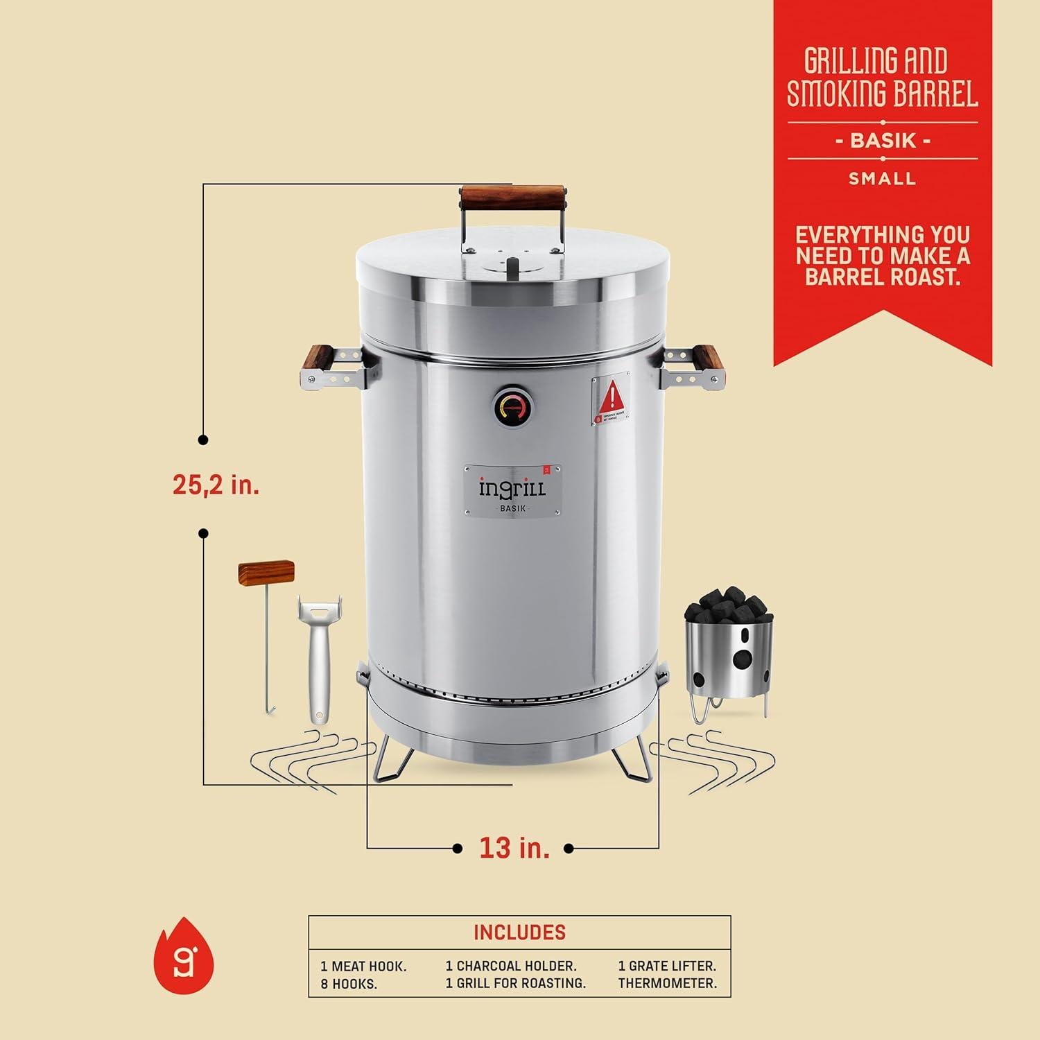 Parrilla Ahumadora Ingrill Basik 3 en 1 - Acero Inoxidable 11.34 kg