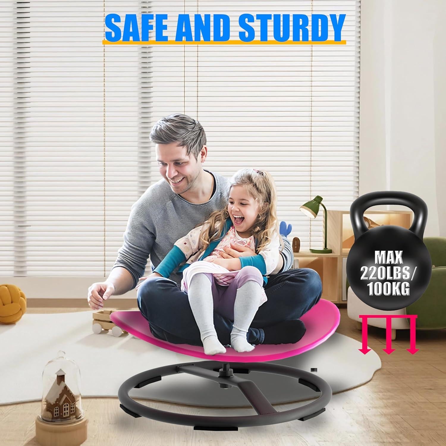 Silla Giratoria Sensorial CHICAURA Rosa para Niños 3+ Años