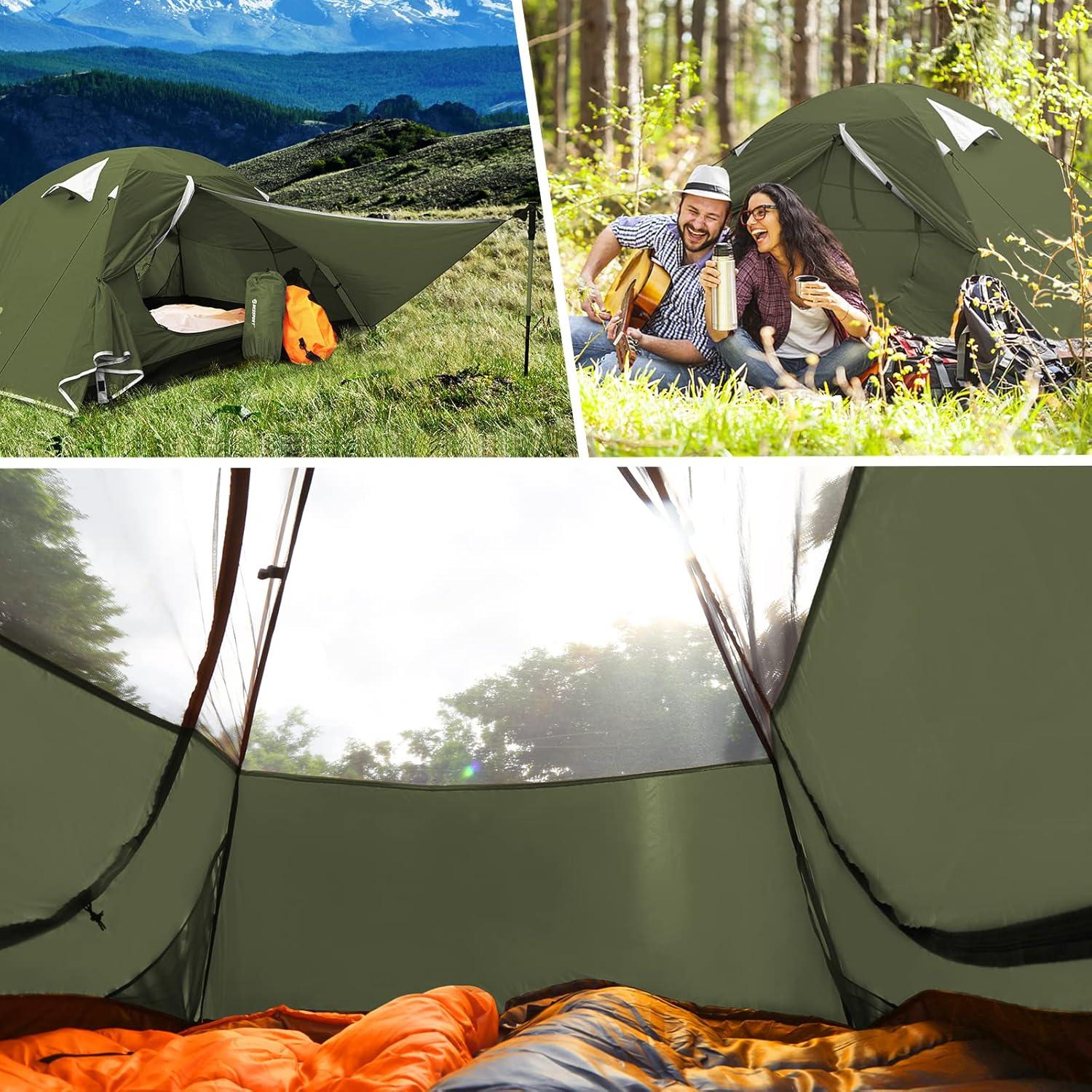 Tienda de Camping Bessport 2 Personas Impermeable Verde Oscuro