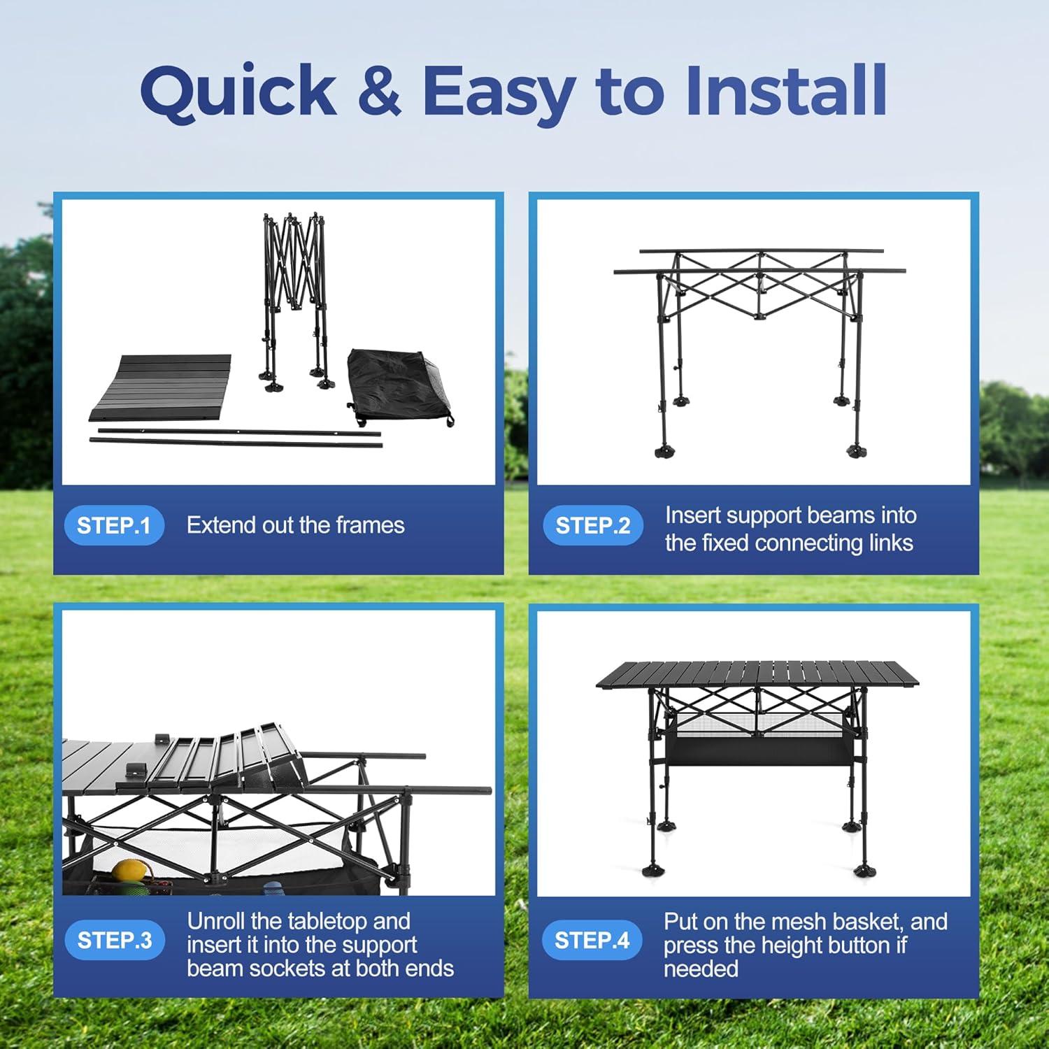 Mesa de Camping ALPHA CAMP Plegable Ajustable 5.6 kg