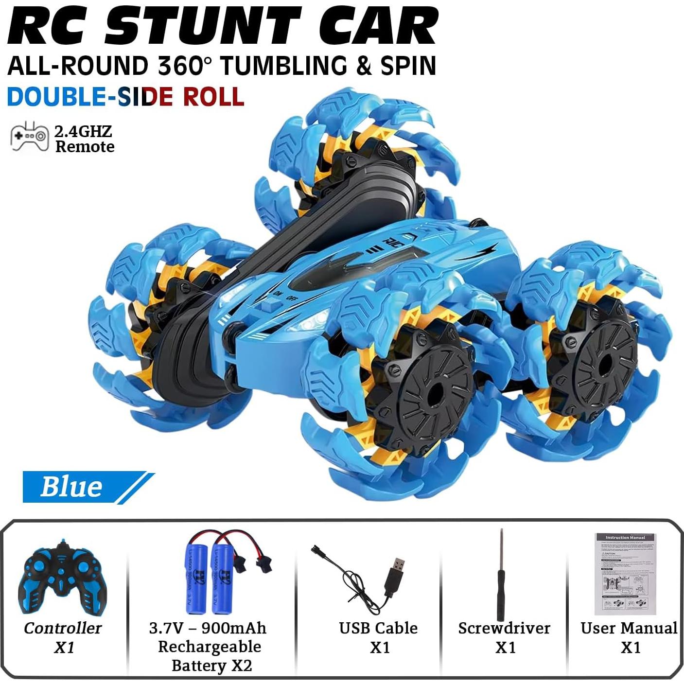 Coche de Control Remoto RC Doble Cara 360° LED Azul