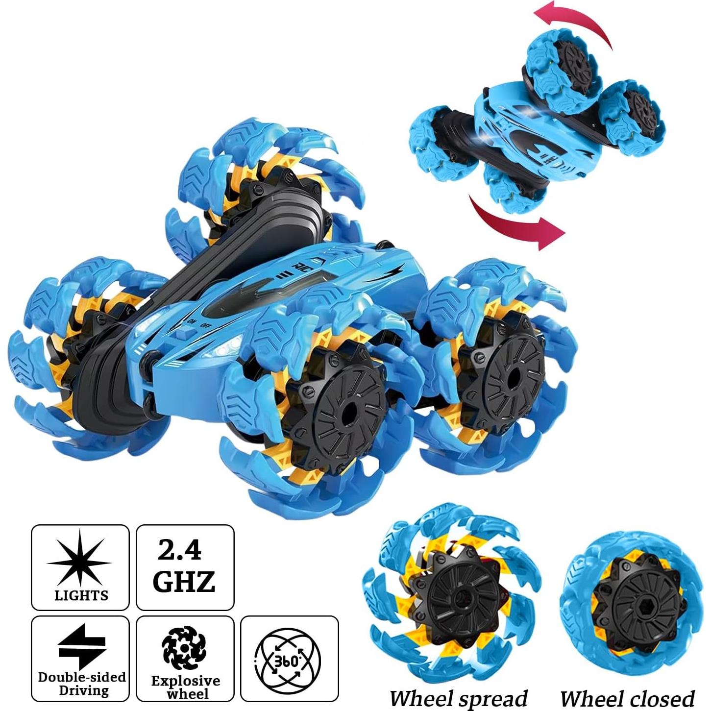 Coche de Control Remoto RC Doble Cara 360° LED Azul