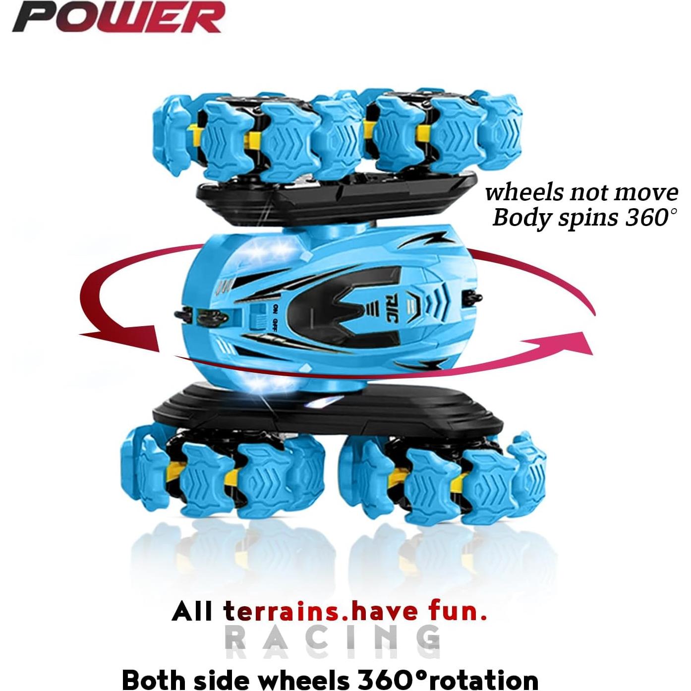 Coche de Control Remoto RC Doble Cara 360° LED Azul