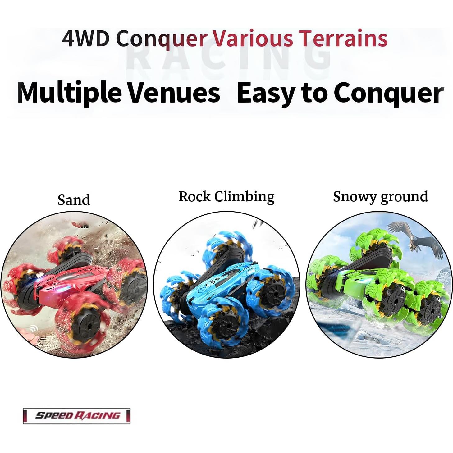 Coche de Control Remoto RC Doble Cara 360° LED Azul