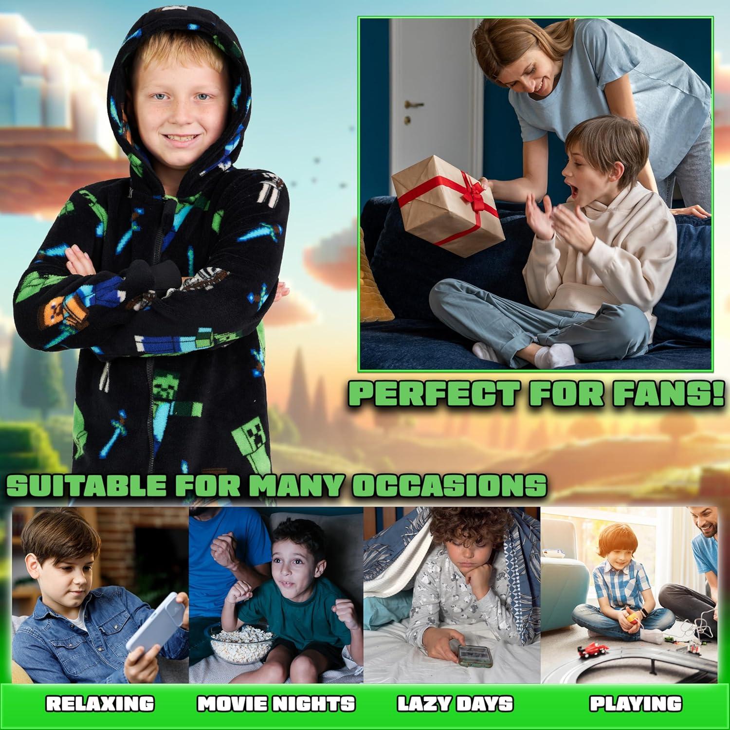 Pijama de una pieza Minecraft para niños - Forro polar cálido 5-6 años
