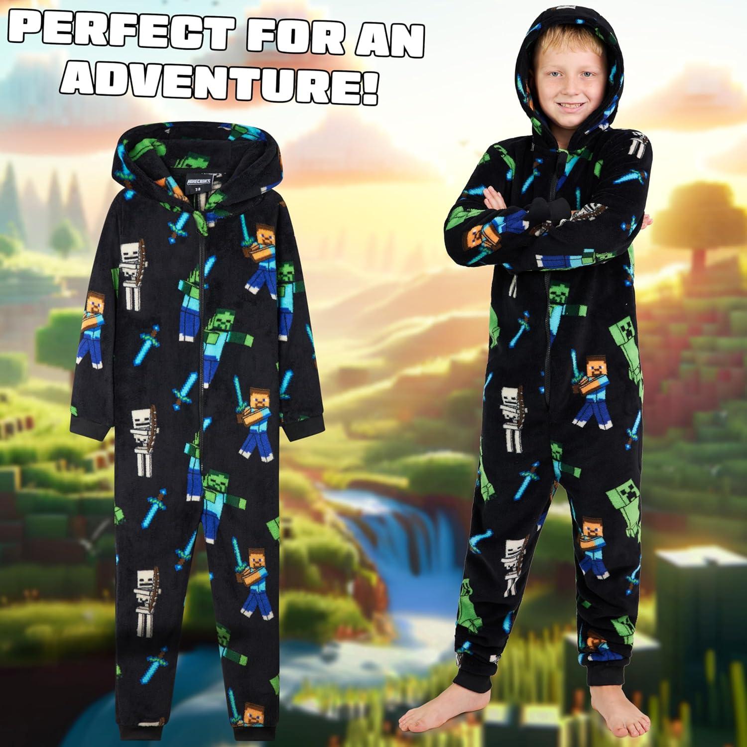 Pijama de una pieza Minecraft para niños - Forro polar cálido 5-6 años