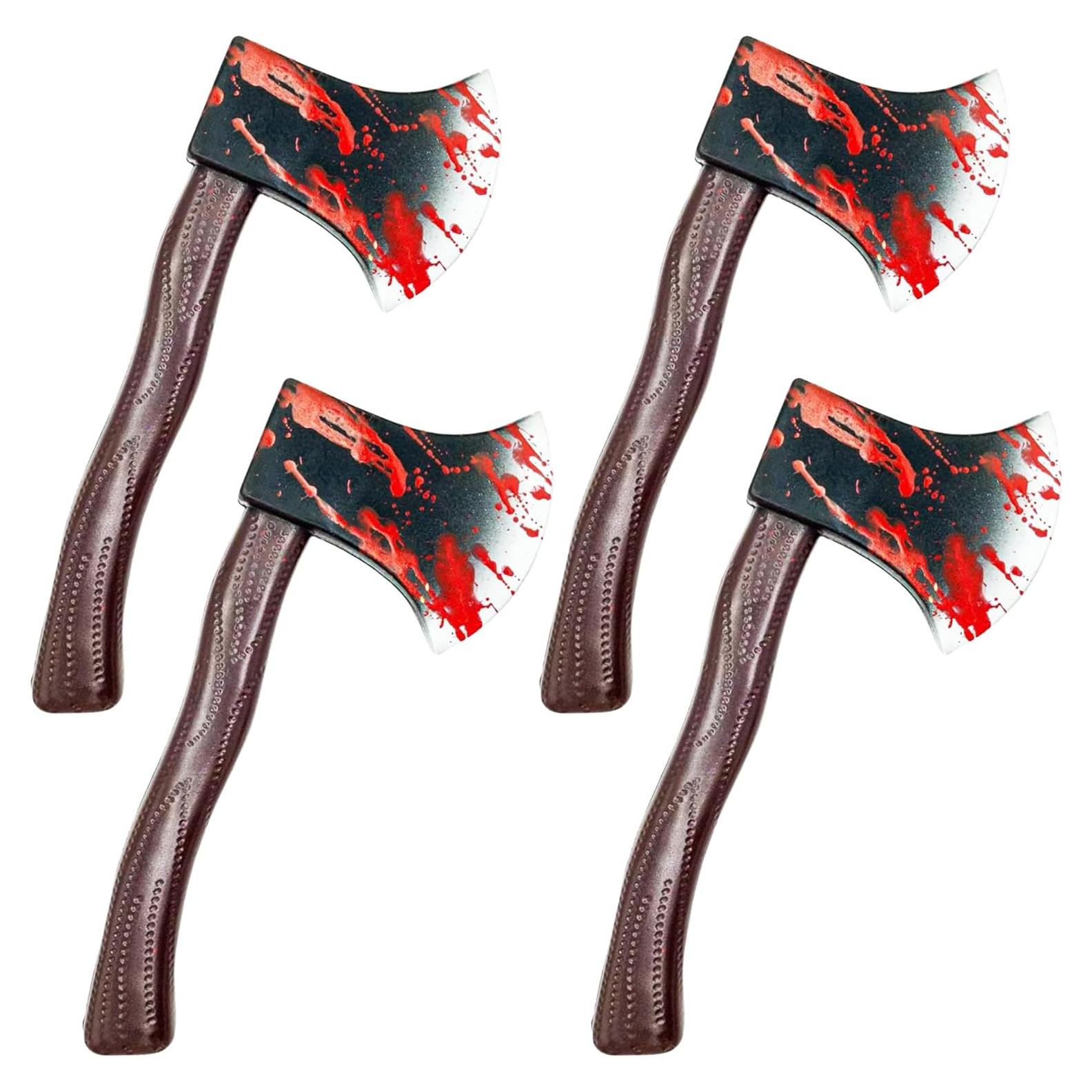 Paquete de 4 Hachas de Plástico Realistas Cotiny para Halloween