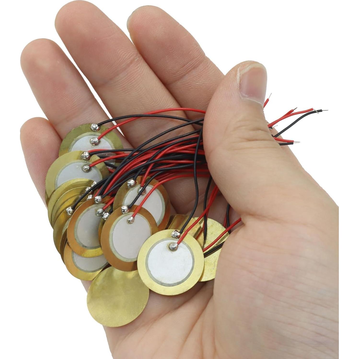 Paquete de 20 Discos Piezo 20mm con Cables - Micrófono Pickup