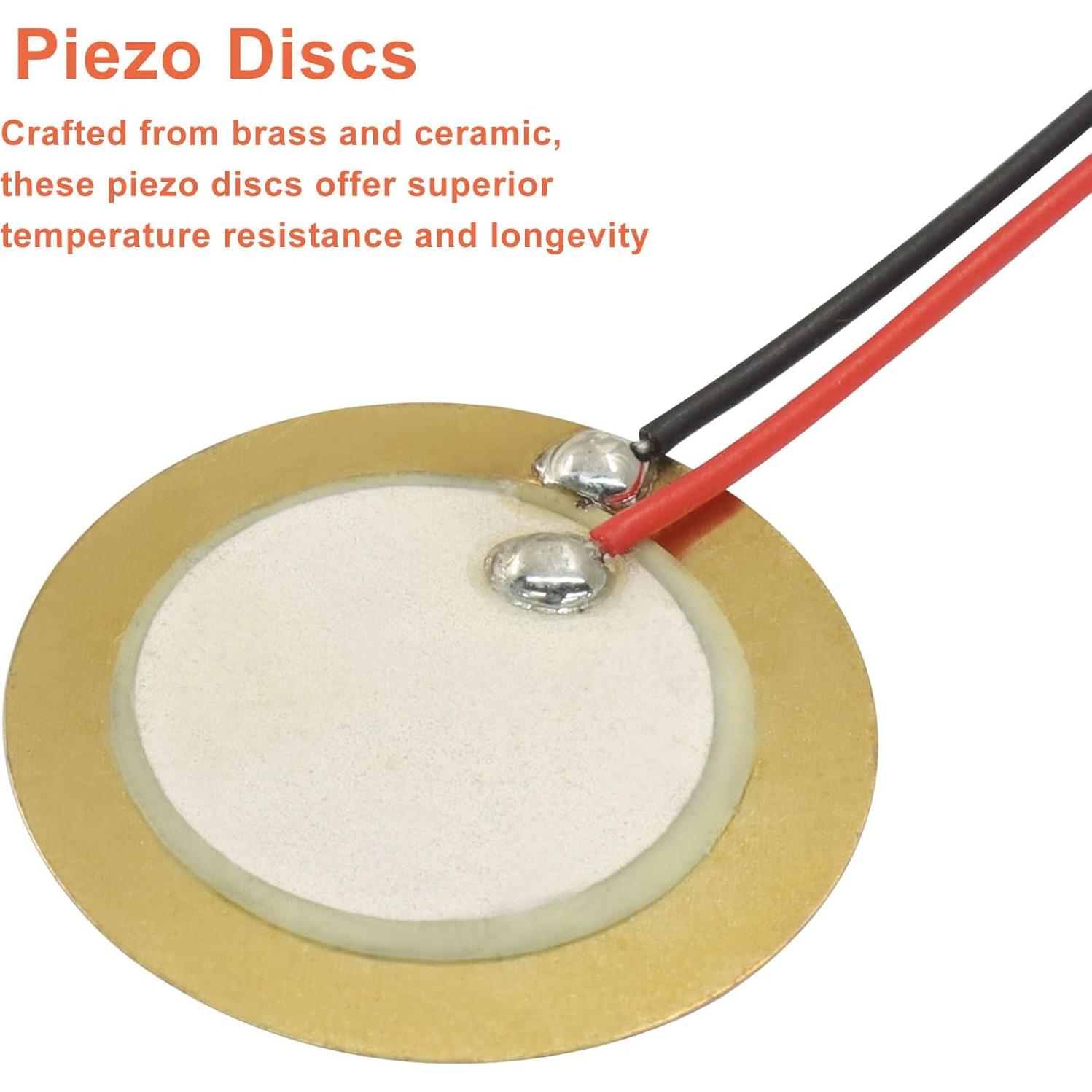 Paquete de 20 Discos Piezo 20mm con Cables - Micrófono Pickup