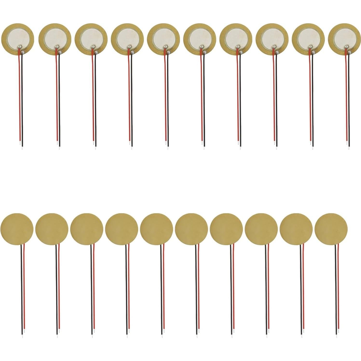 Paquete de 20 Discos Piezo 20mm con Cables - Micrófono Pickup