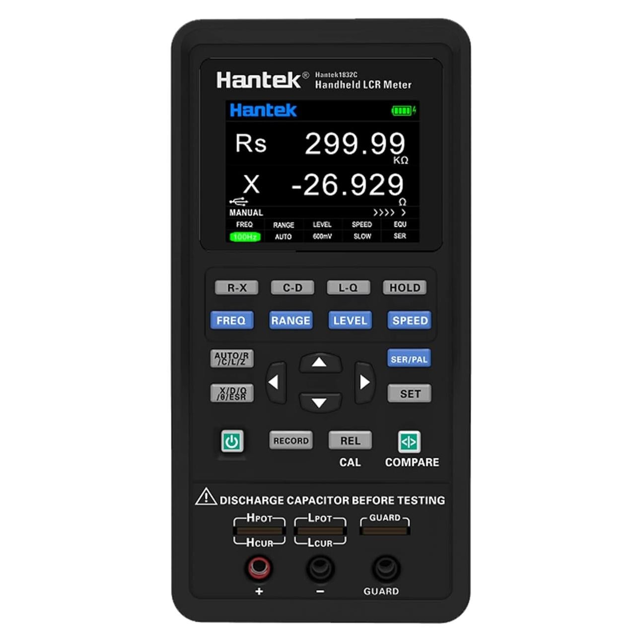 Medidor LCR Portátil Hantek 1832C-7 con Pantalla LCD 2.8"
