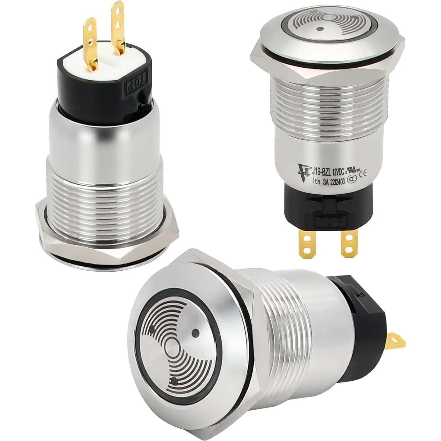 Buzzer LED Rojo 12V 19mm ZJWZJH Luz Indicadora Alarma