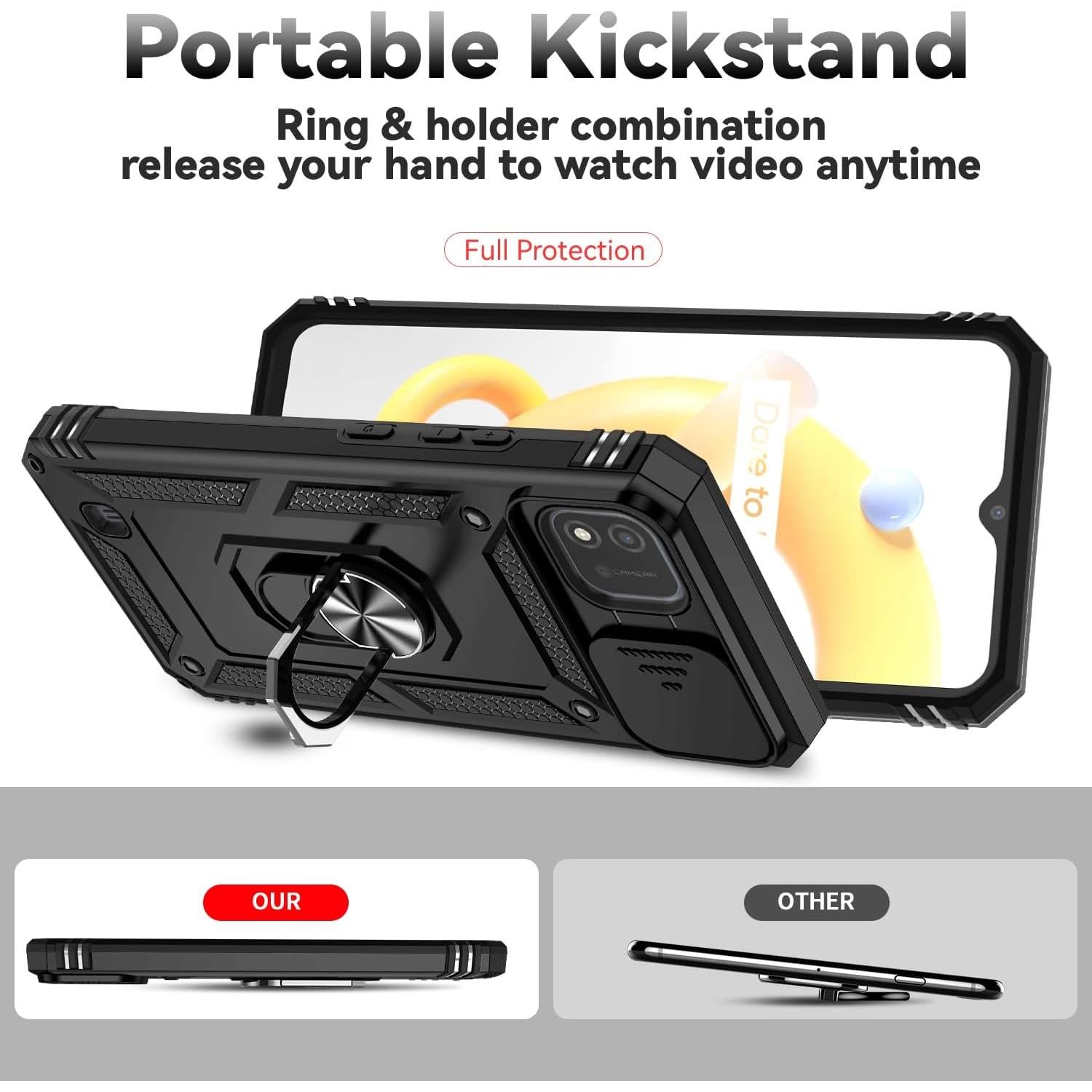 Funda para Realme C20/C20A/C11 2021 Tothedu Negra con Soporte