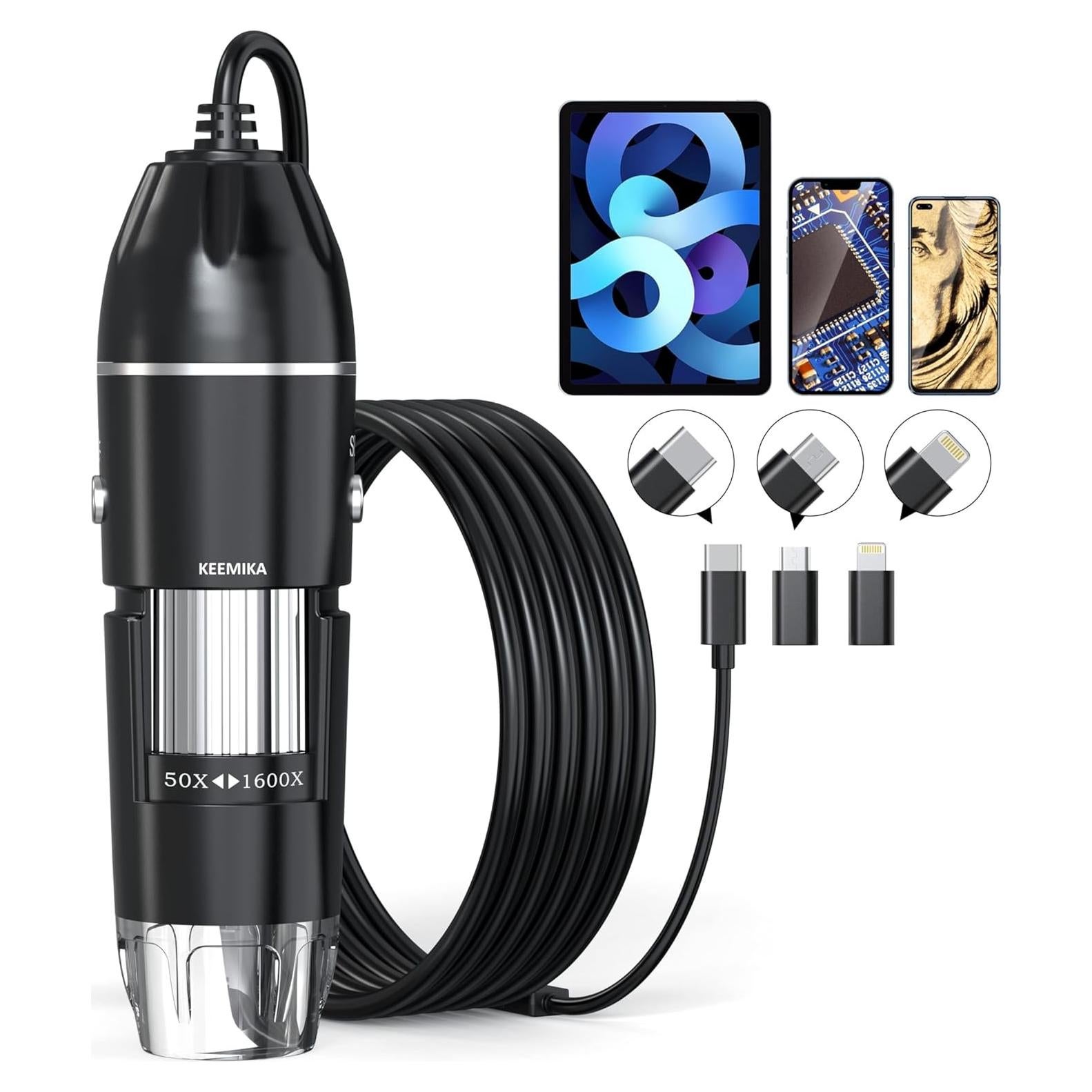 Microscopio Digital USB KEEMIKA 50X-1600X 2MP HD Portátil