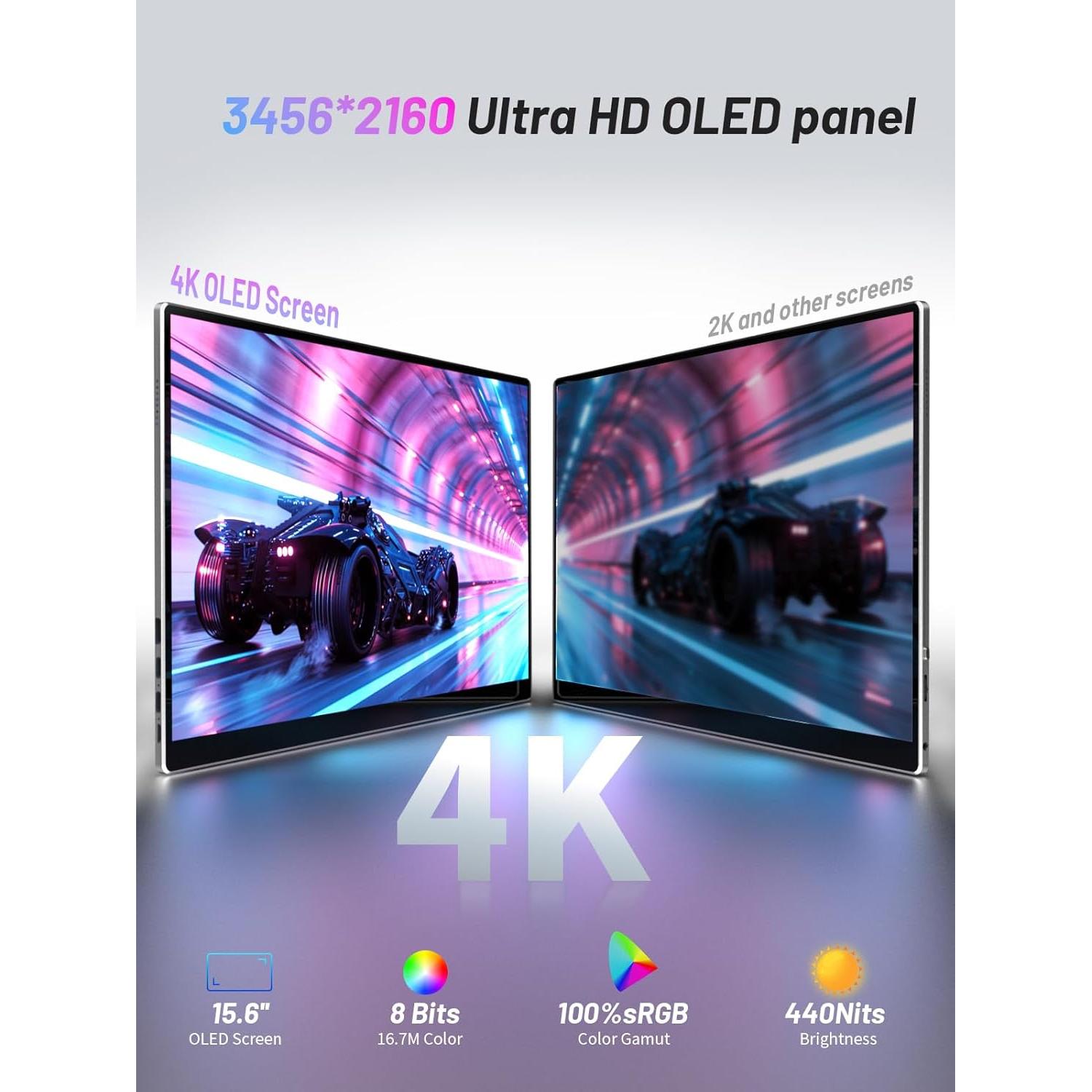 Monitor Portátil 15.6" 4K OLED Táctil USB-C HDMI Sibolan